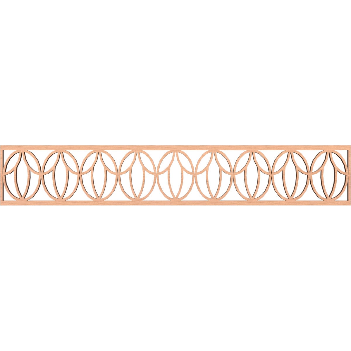 Ekena Millwork MLDB08X46SHOAL Shoshoni Fretwork Flat Trim 8-in x 3.89-ft Alder Brown Unfinished 2155879 Pierced Wall Panel Moulding