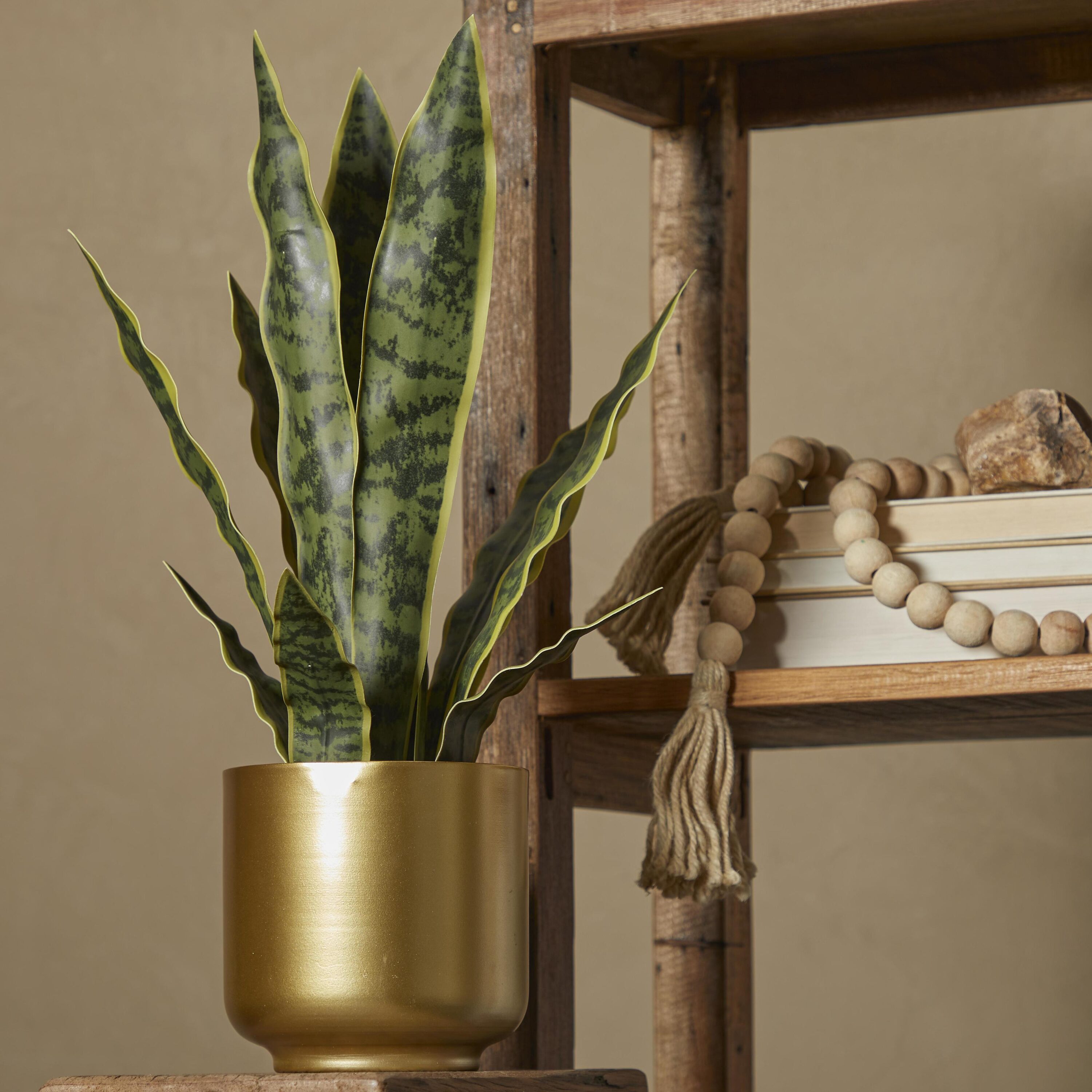 The Novogratz 89993 20-Inches Green with Gold Pot Indoor Desktop Agave Artificial plant