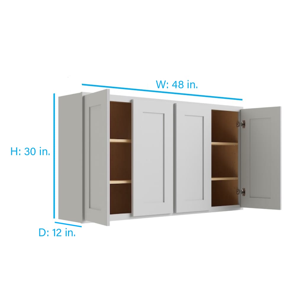 RELIABILT Parkstone 48-in W x 30-in H x 12-in D White Wall Fully Assembled Plywood Cabinet (Shaker Door Style)