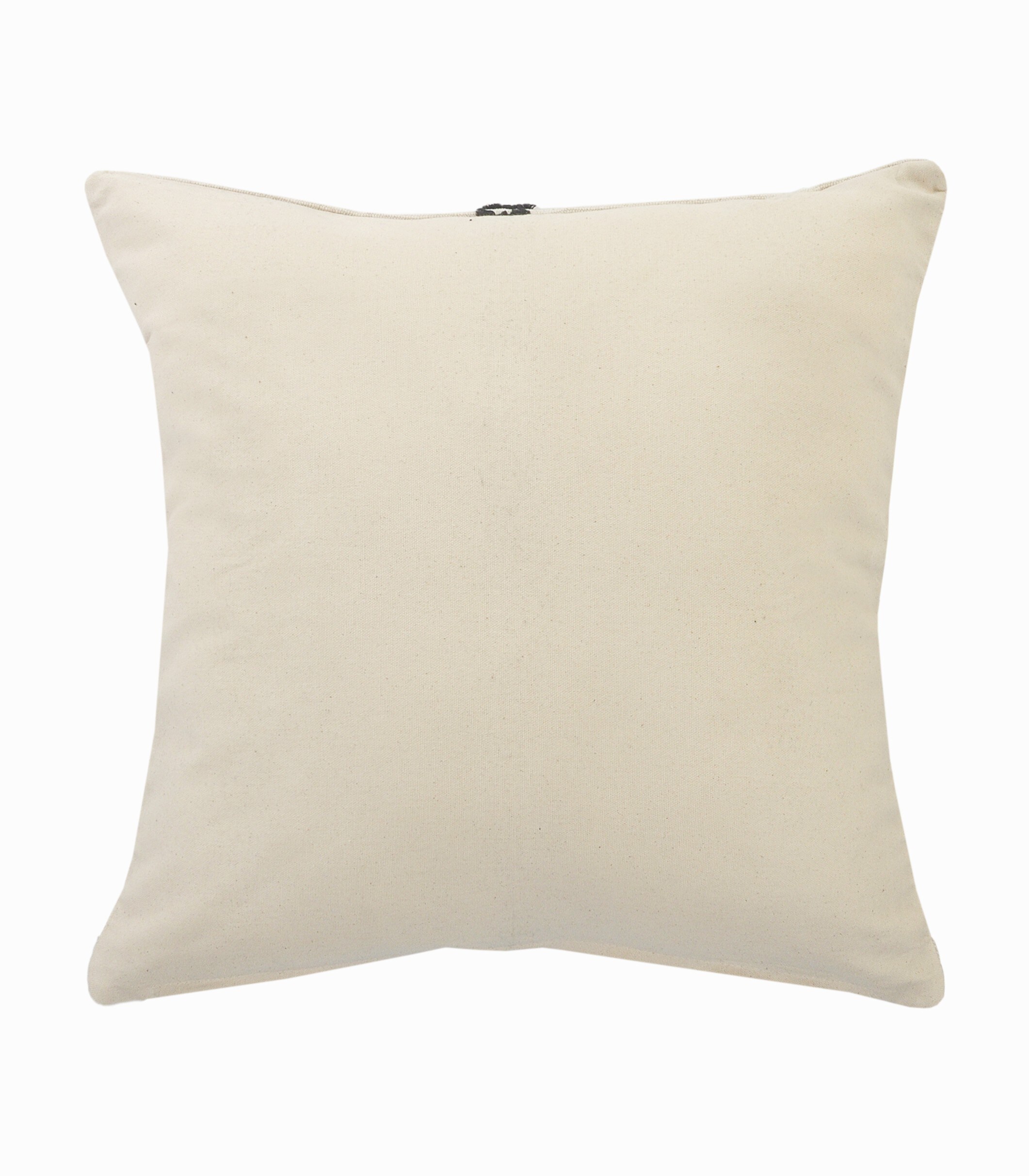 20" Black and Cream Cotton Tufted Throw Pillow