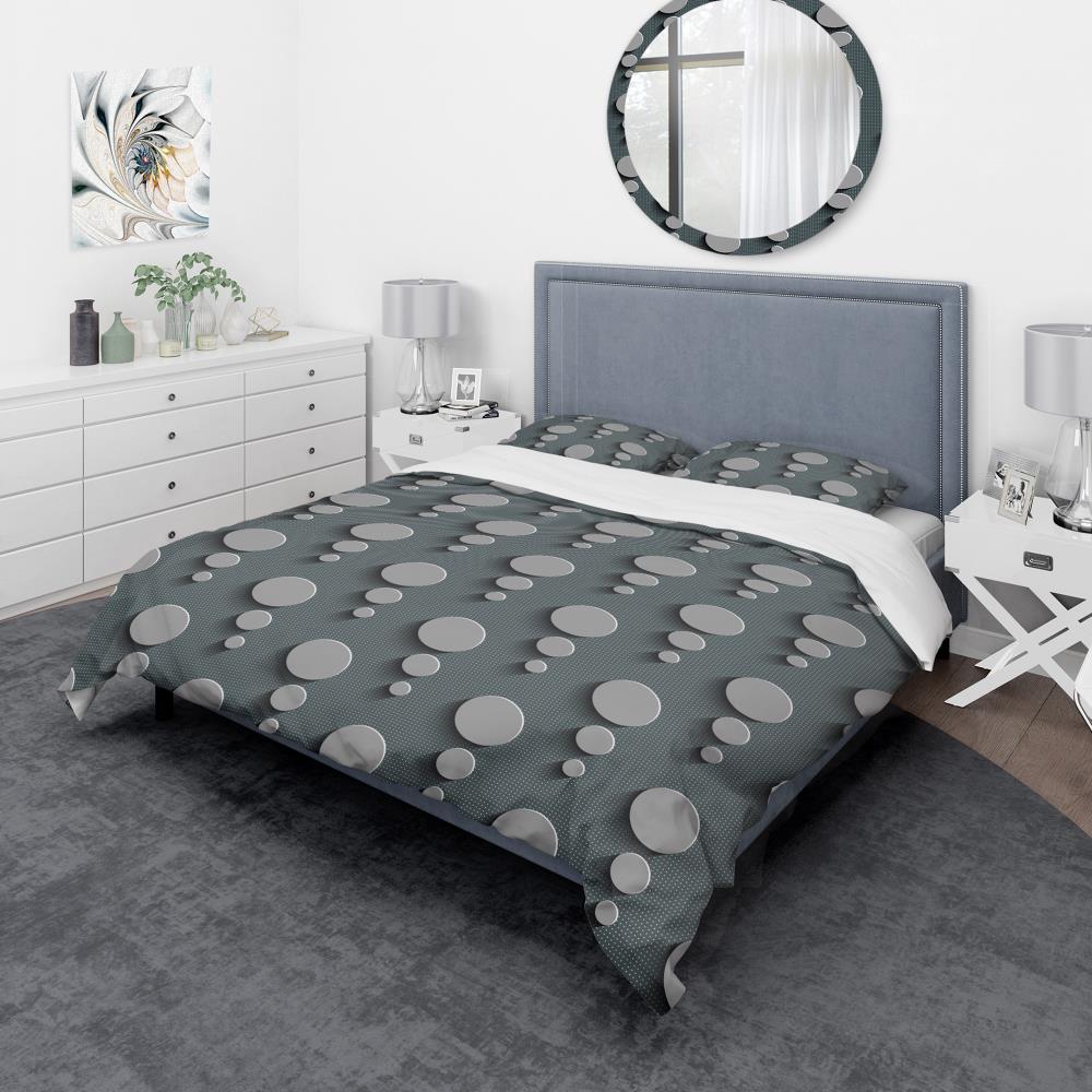 Designart BED19319-K 3 -Piece Grey and Silver King Duvet cover Set