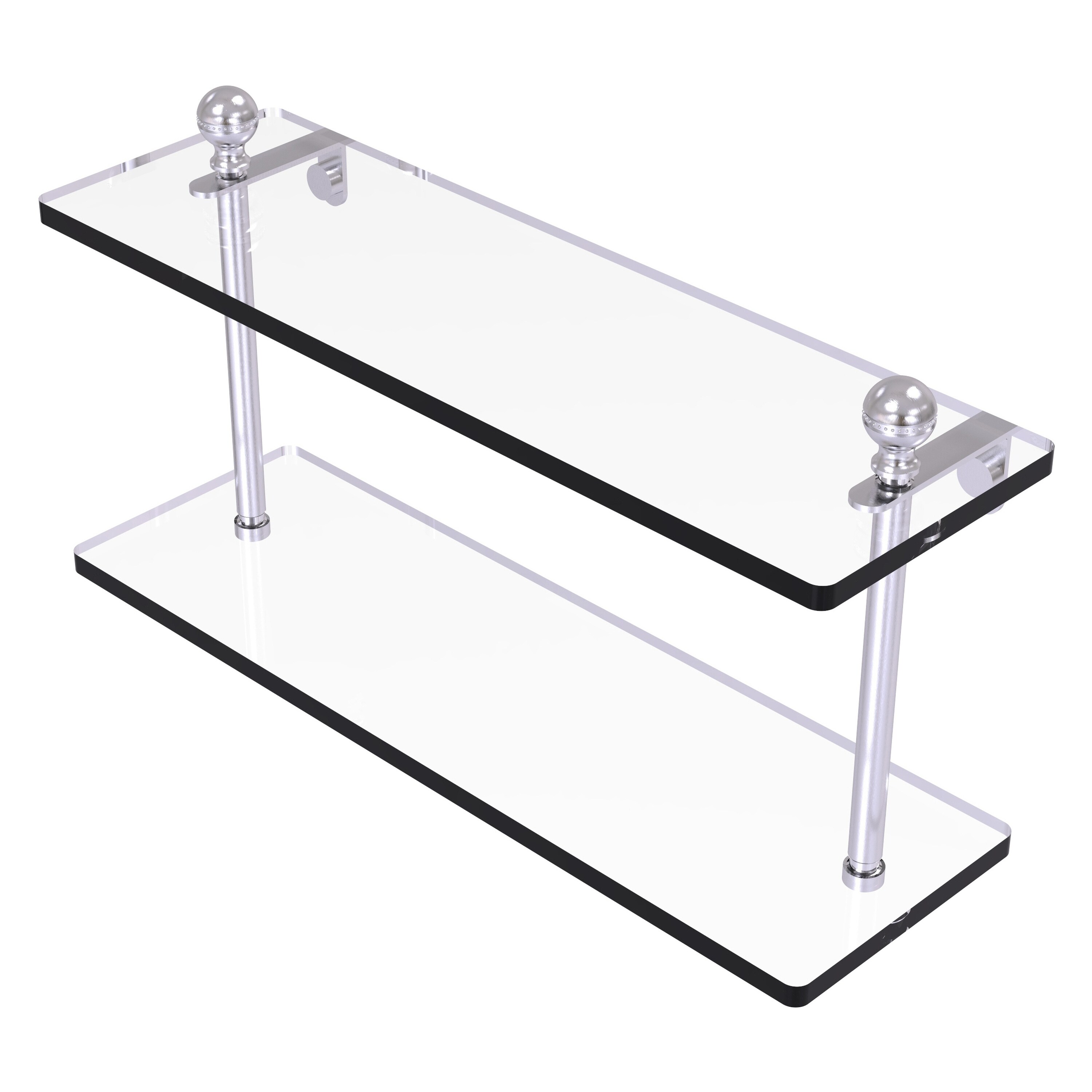 Allied Brass MA-2/16-SCH Mambo Satin Chrome 2-Tier Wall Mount Bathroom Shelf (16-in x 8-in x 5-in)