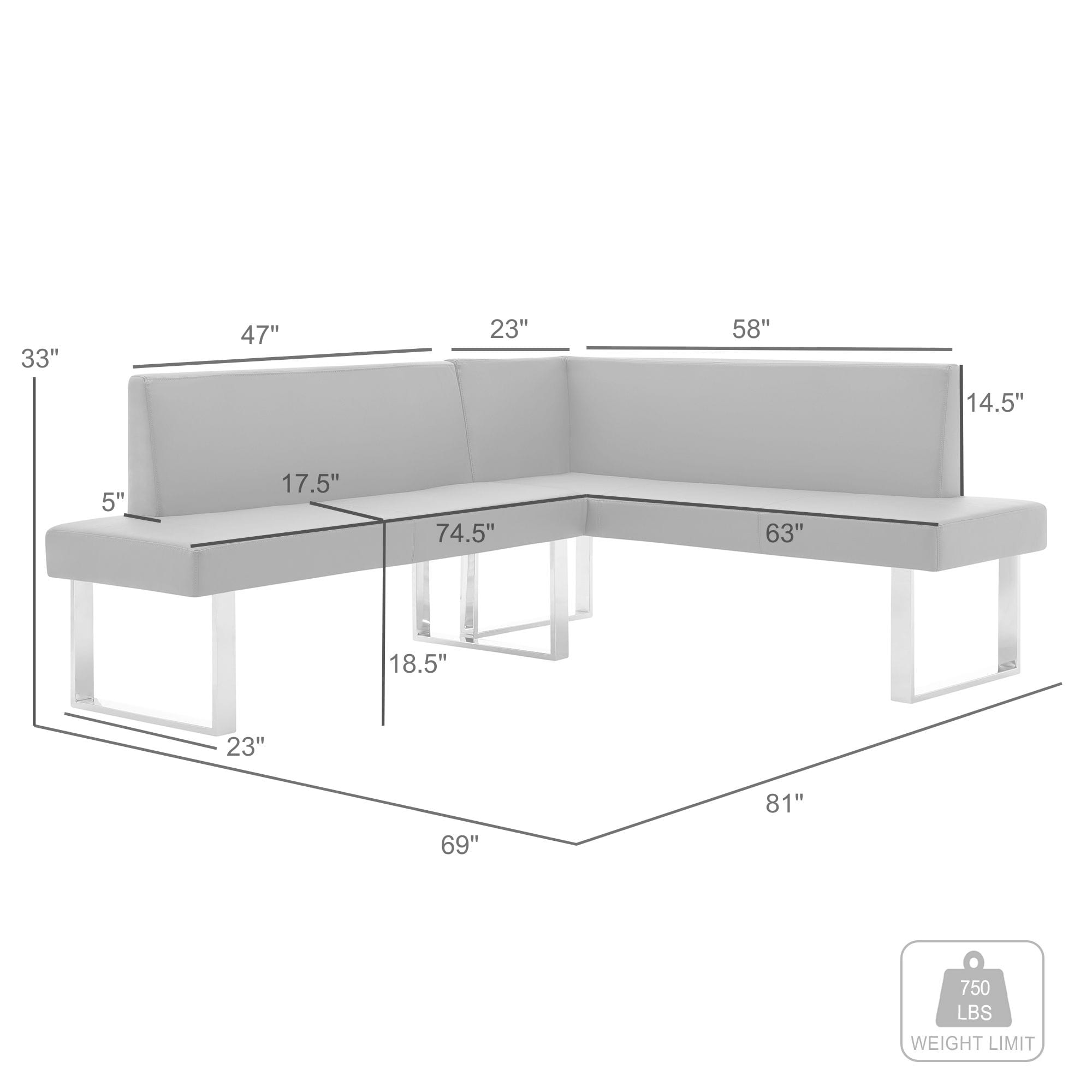 Armen Living LCAMCOGRSF Dining-Benches - View #4