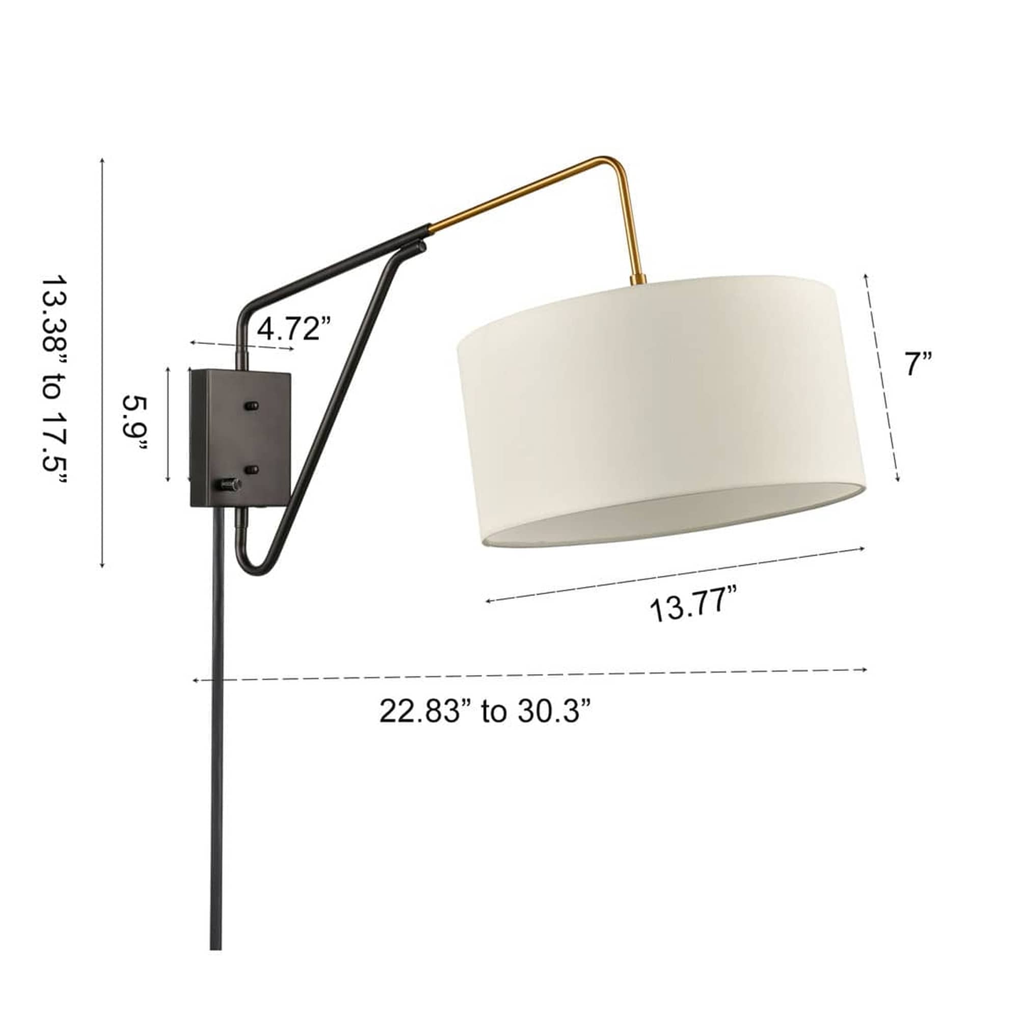 Black and Bronze Adjustable Swing Arm Wall Lamp