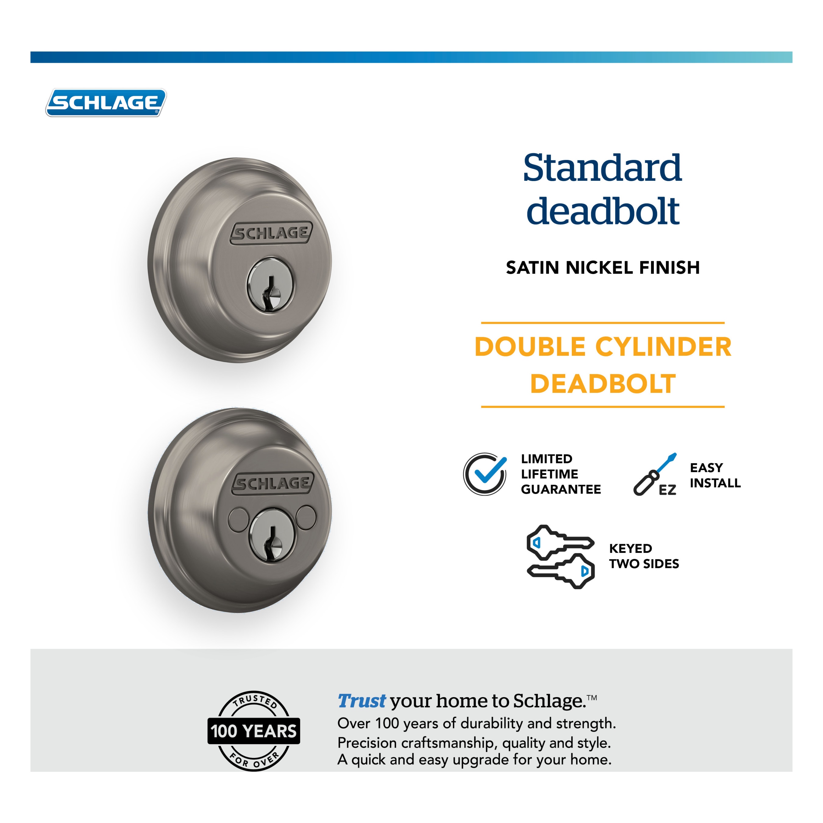 Schlage B62 N G 619 Door-Deadbolts - View #4