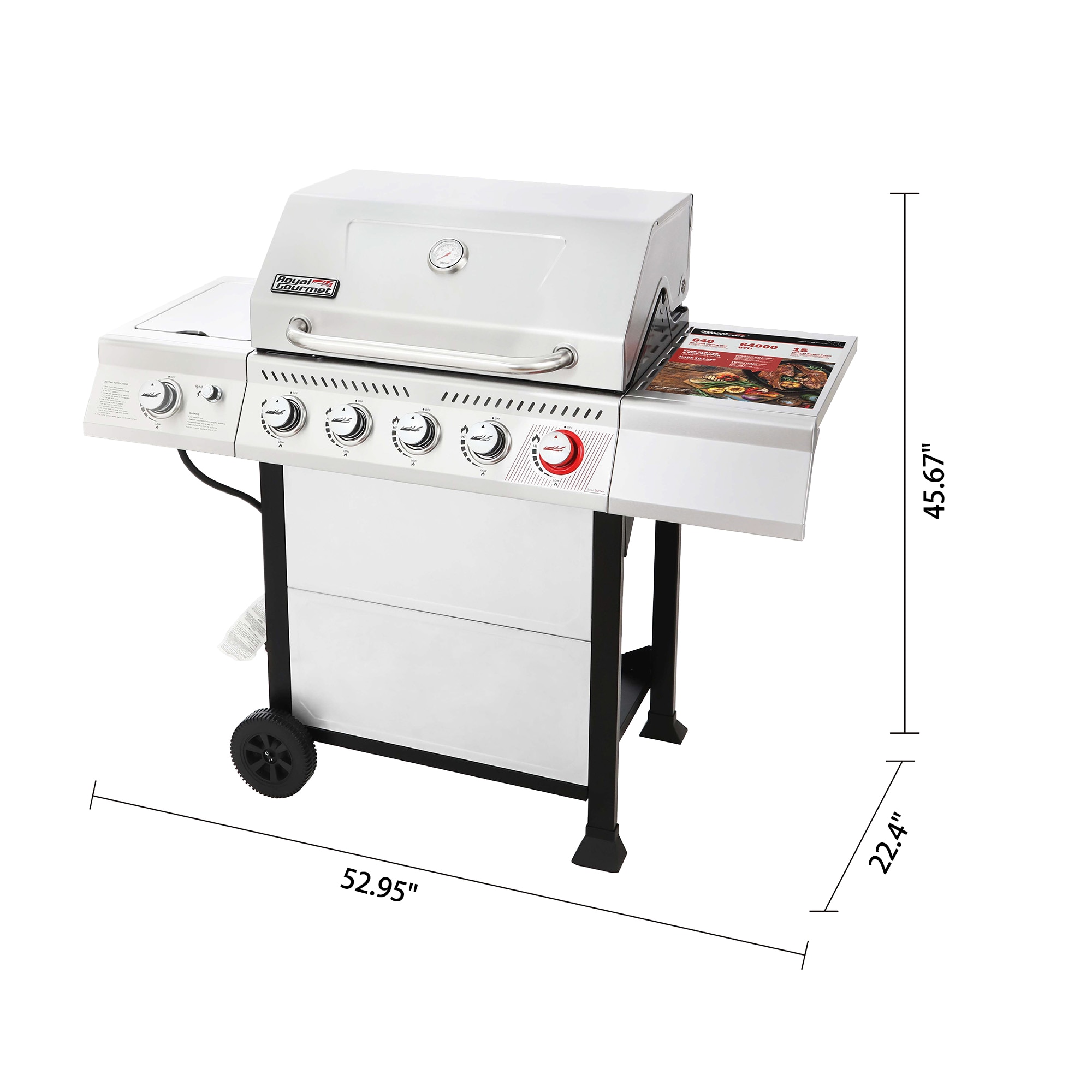 interpersonel forstene spiller Royal Gourmet Stainless Steel 5-Burner Liquid Propane Gas Grill with 1 Side  Burner in the Gas Grills department at Lowes.com