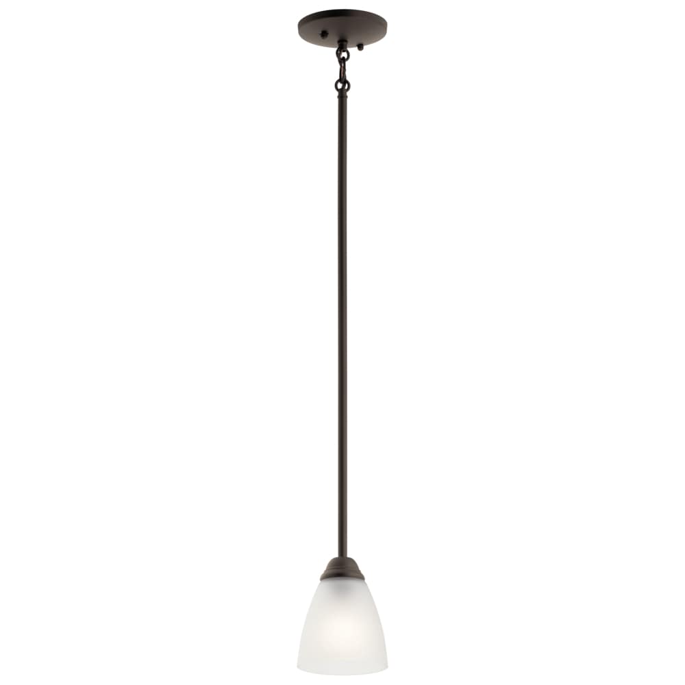 Kichler 43640OZ Jolie 1 -Light Olde Bronze Transitional Etched glass Cone Mini Hanging Pendant light