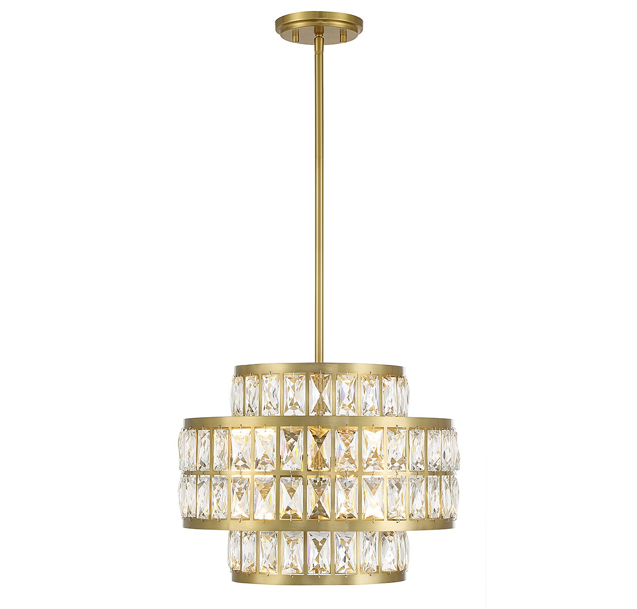Renzo Warm Brass 3-Light Crystal Drum Pendant