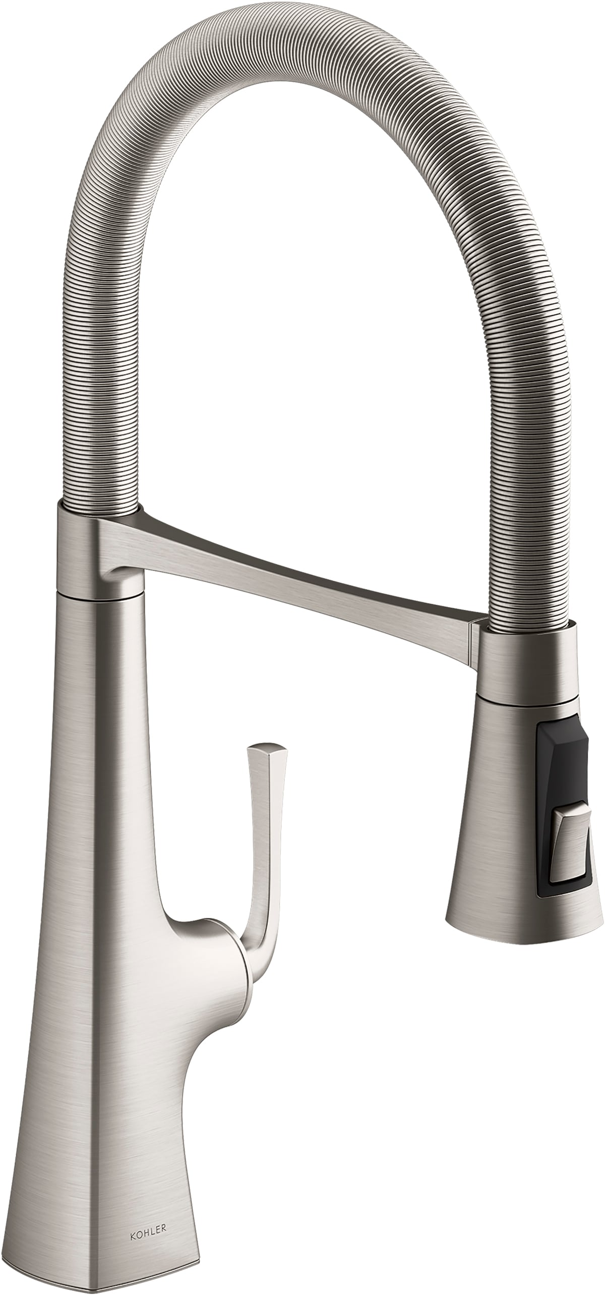 KOHLER K-22061-VS Graze Pre-Rinse Spring Vibrant Stainless Single Handle Deck-mount Kitchen Faucet with Sprayer