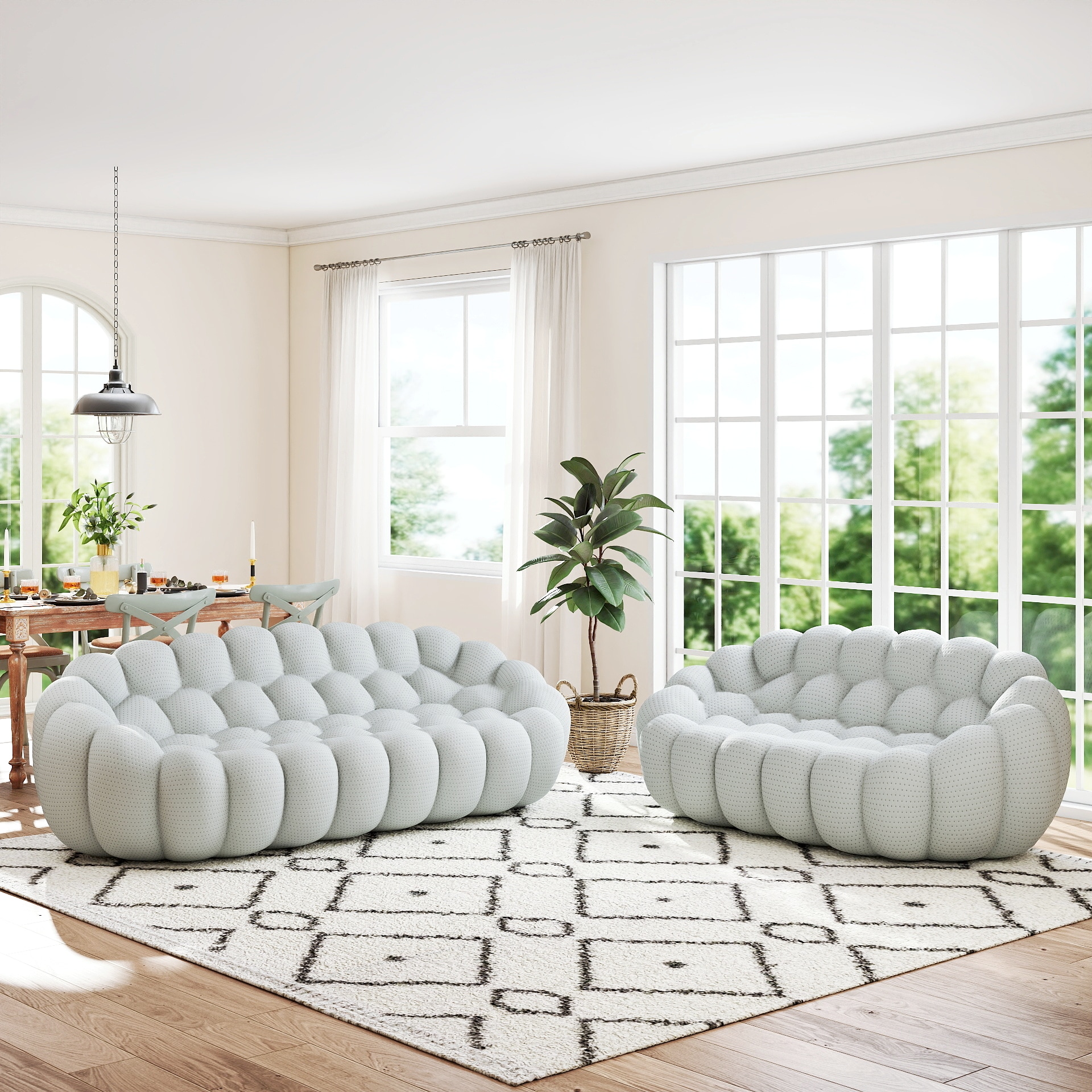 BuotiqHom DH-SF23-133LG Casual 2 -Piece Polyester/Polyester blend Gray Living Room Set