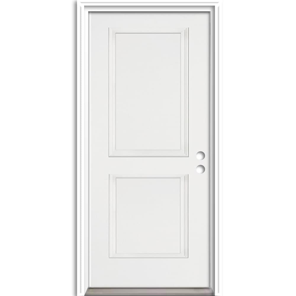 RELIABILT LO691161 36-in x 80-in x 4-5/8-in Fiberglass No glass Left-hand inswing Unfinished Prehung Front Door with Brickmould Insulating core