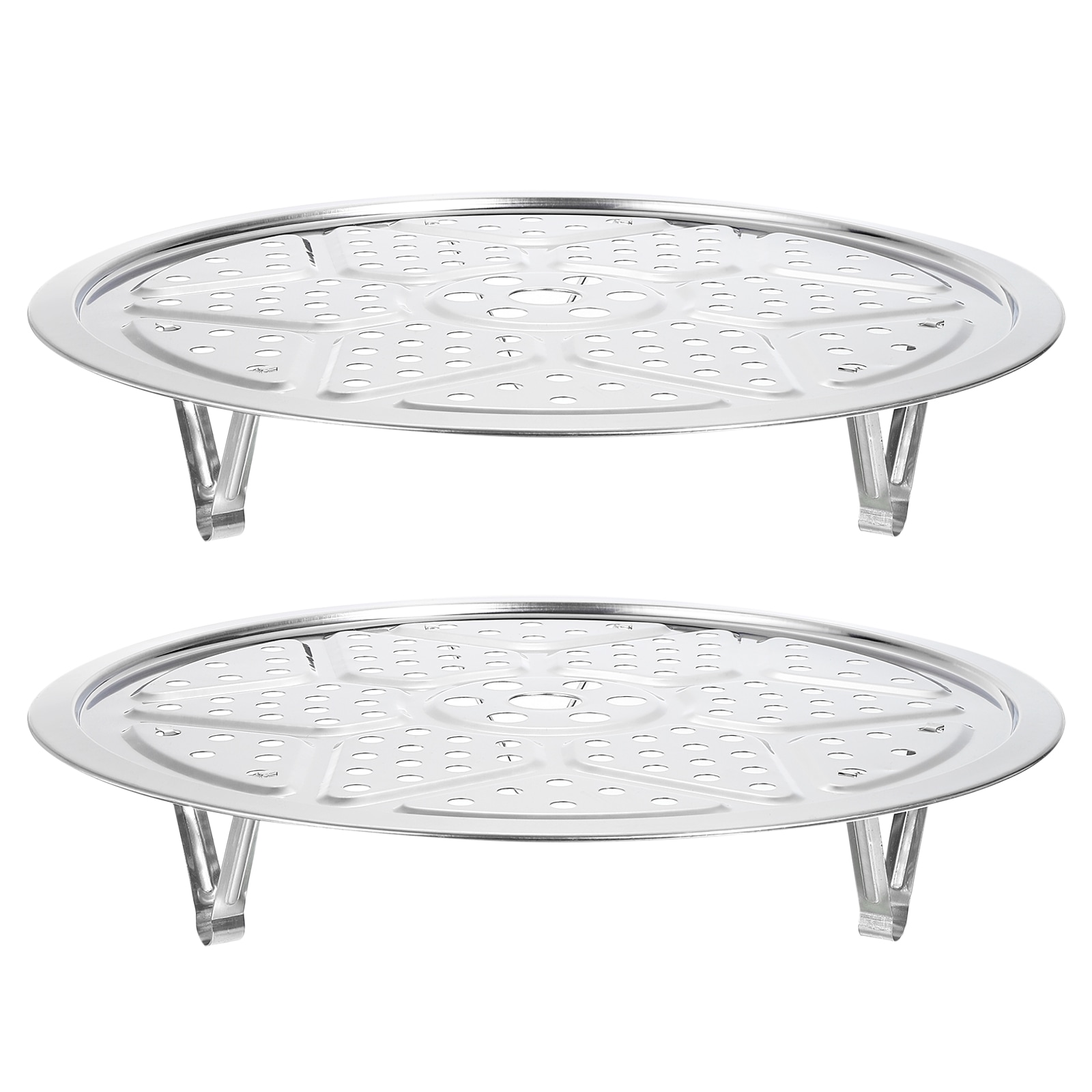 Unique Bargains S26042200UX3762 Stainless Steel Steamer Rack with Stand 10.2inch Pot Steaming Tray for Steamer Cookware Instant Pressure Cooker Silver Tone
