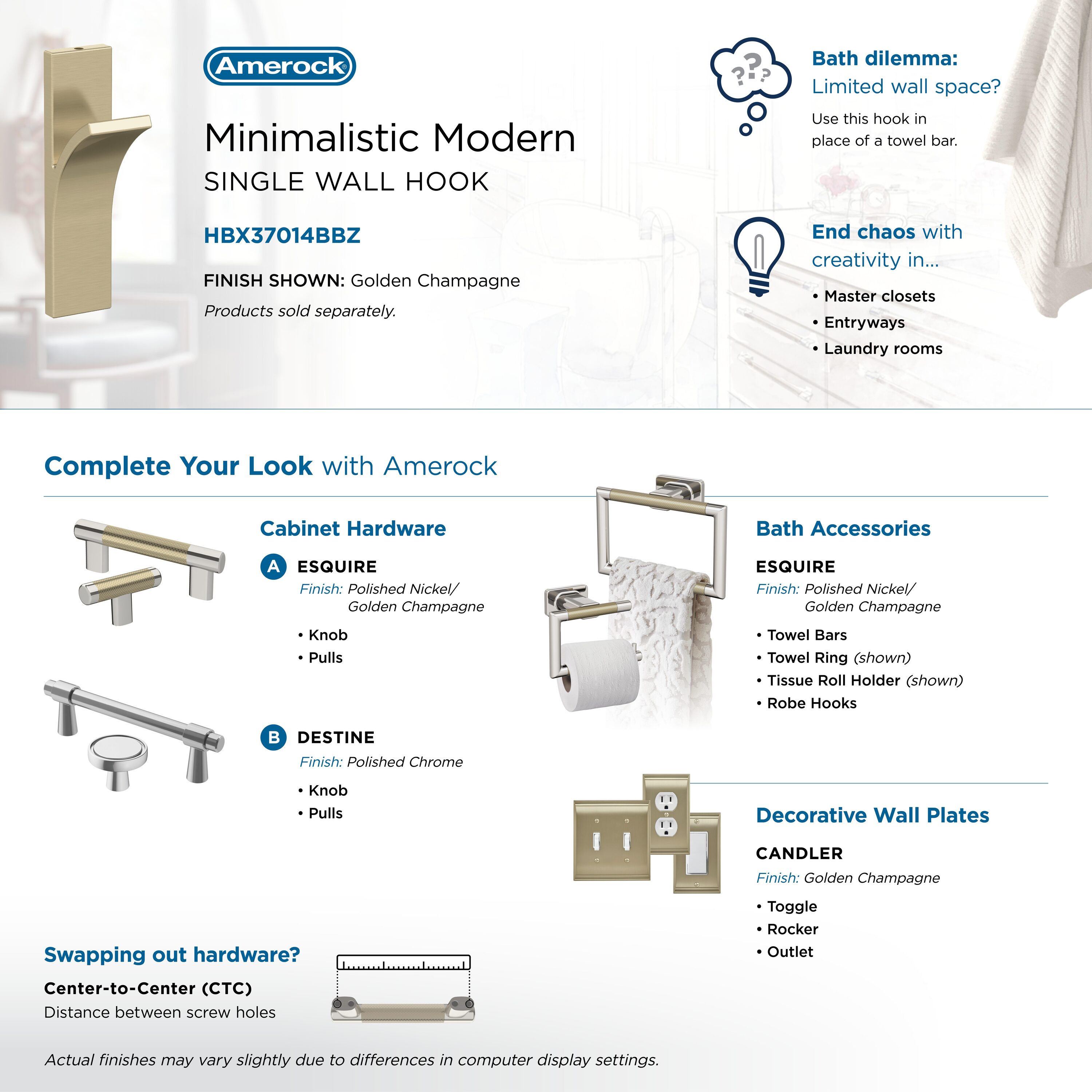Amerock HBX37014BBZ Decorative-Wall-Hooks - View #6