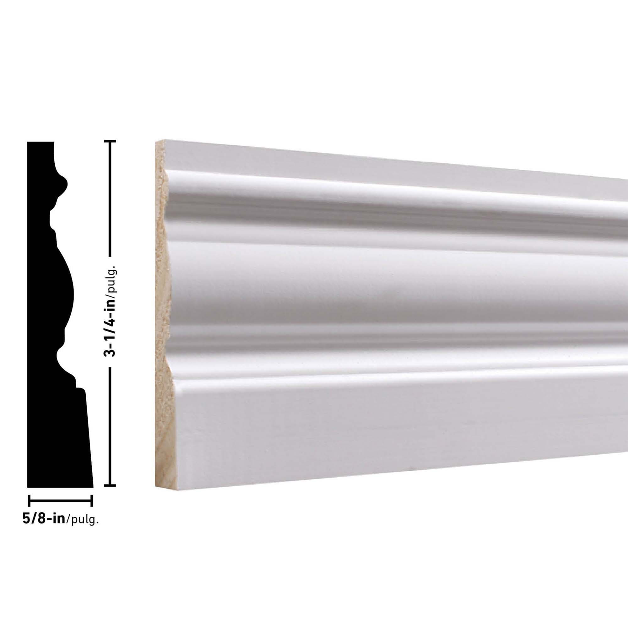 RELIABILT 5/8-in x 3-1/4-in x 8-ft Traditional Primed Pine B322 ...