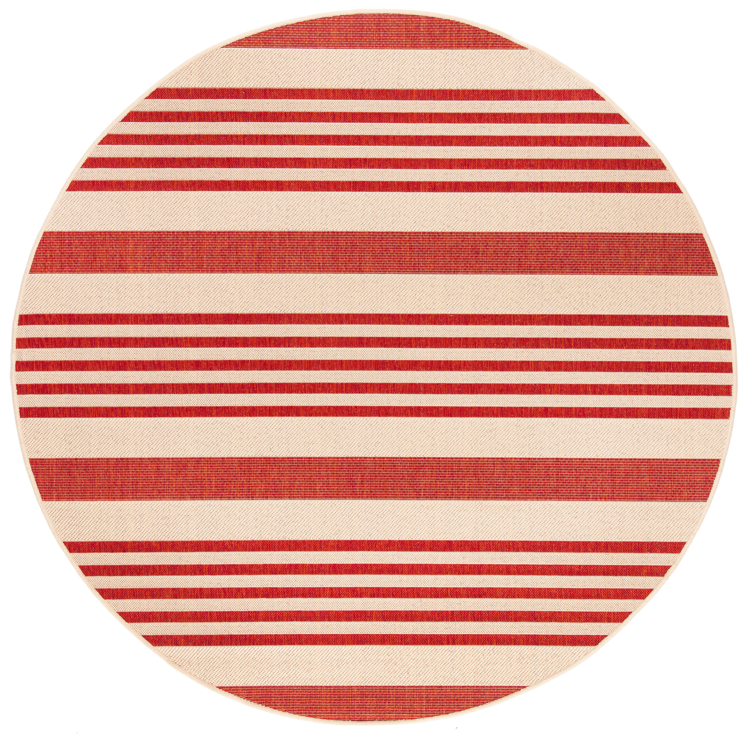 Safavieh BHS222Q-7R Beach House Cora 7 x 7 (ft) Loomed Polypropylene Beige/Red Round Indoor/Outdoor Stripe Farmhouse/Cottage Area rug