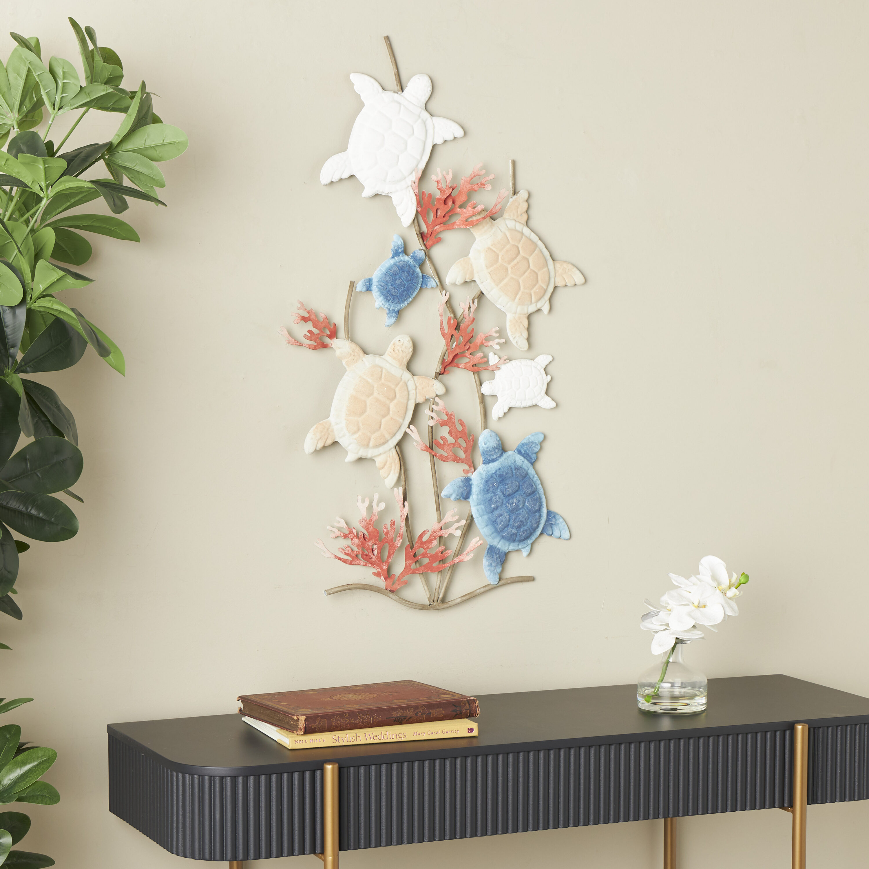 Grayson Lane 821804 19-in W x 31.7-in H Metal Turtle Animals Wall sculpture