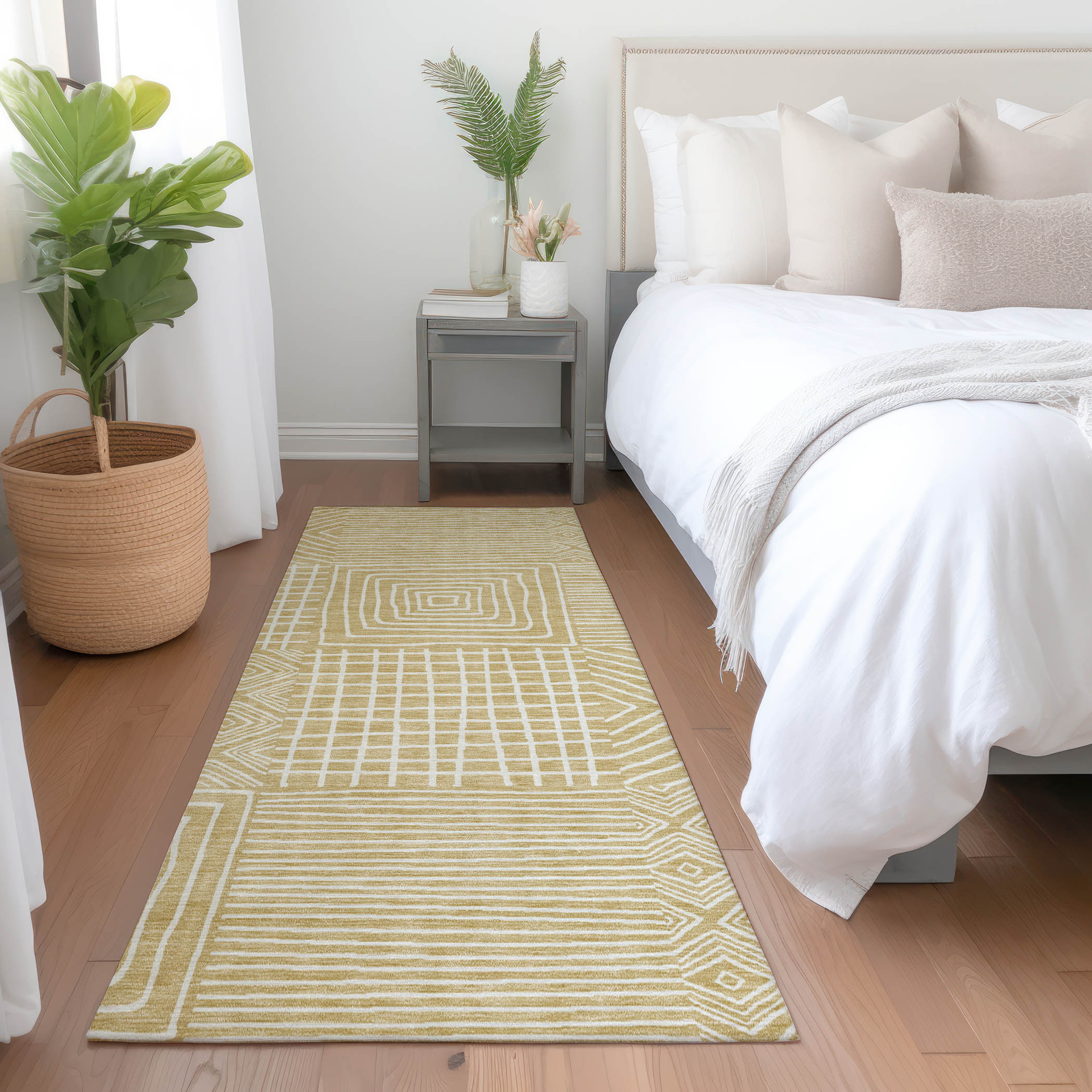 Addison Rugs ACN1044WH2X8 Chantille ACN1044WH 2 x 7 (ft) Polyester Wheat Rectangular Indoor/Outdoor Geometric Machine washable Runner rug