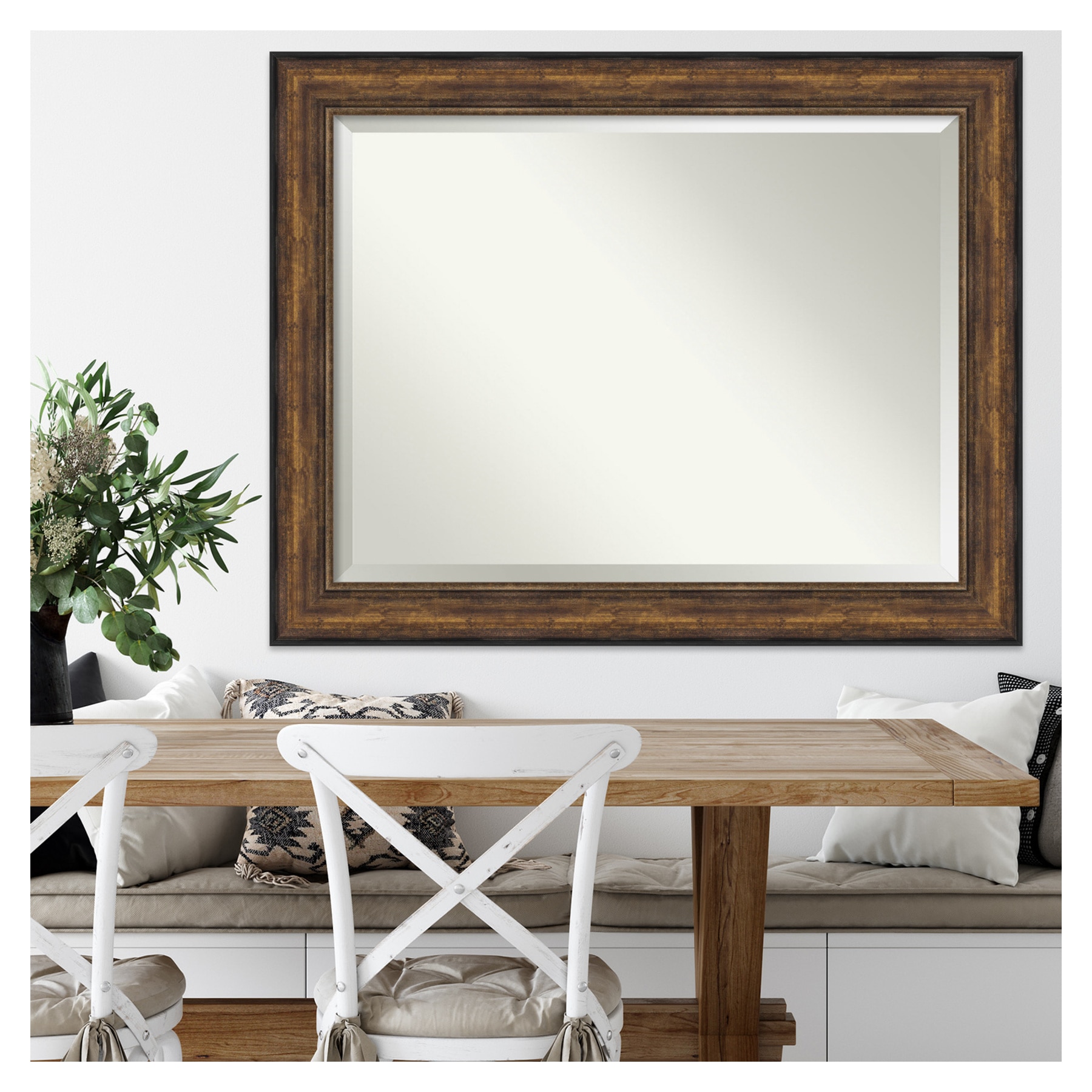 Ballroom Bronze Rectangular Wood Framed Wall Mirror