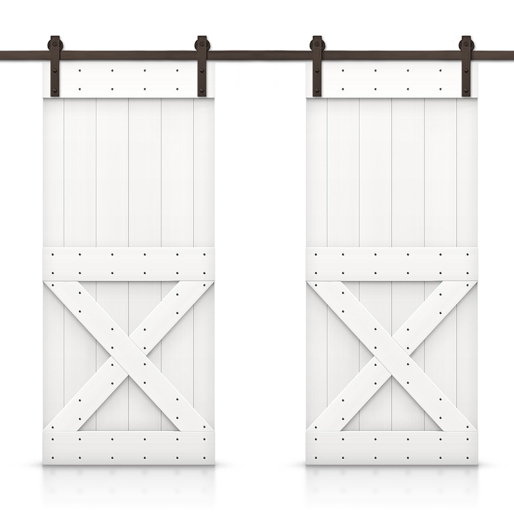 CALHOME CN+(2)AB-79+11-24W2 48-in x 84-in Pure White Wood Solid core Double Barn Door (Hardware Included)