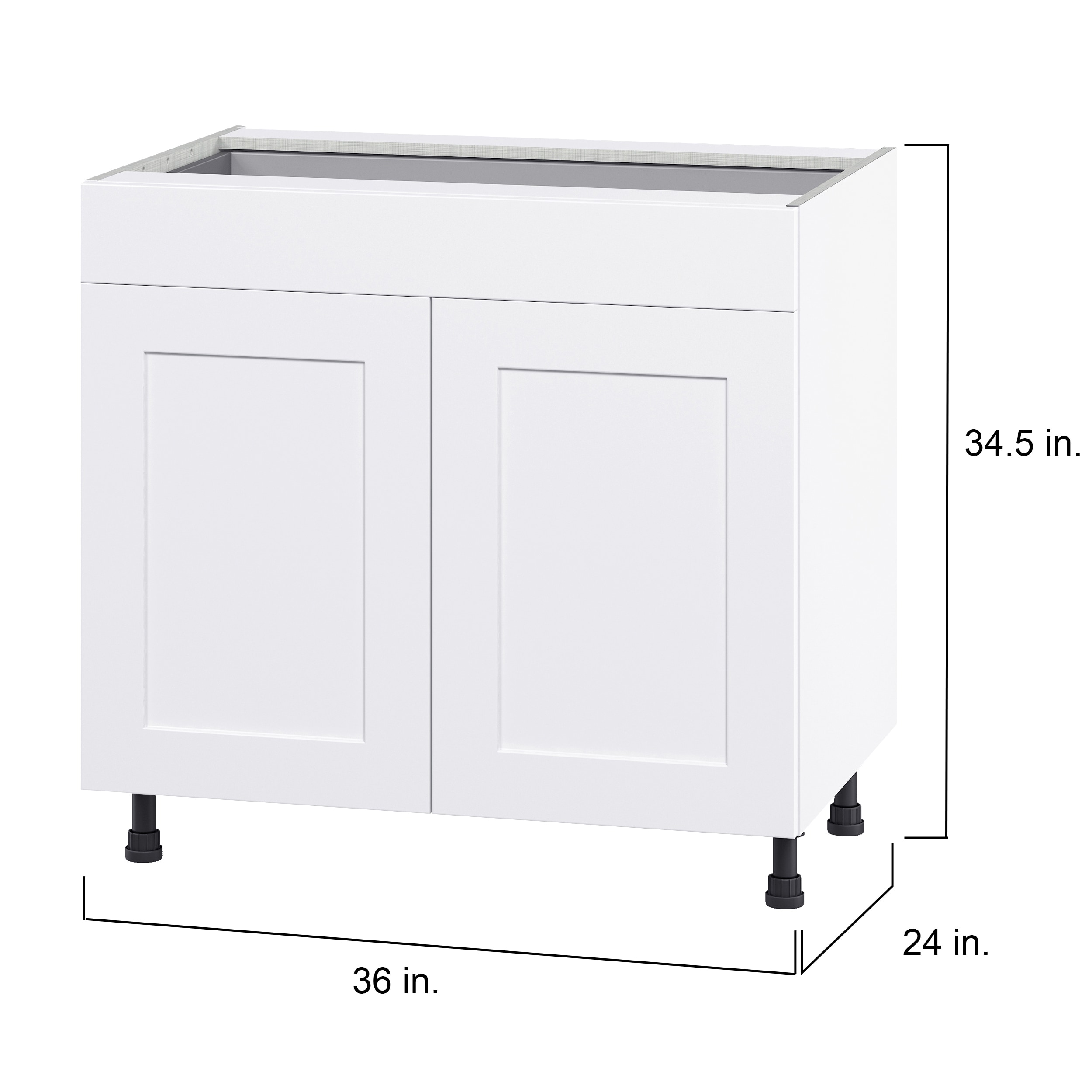 Hugo&Borg Jolie 36-in W x 34.5-in H x 24-in D Warm White Sink Base Fully Assembled Cabinet (Flat Panel Shaker Style)