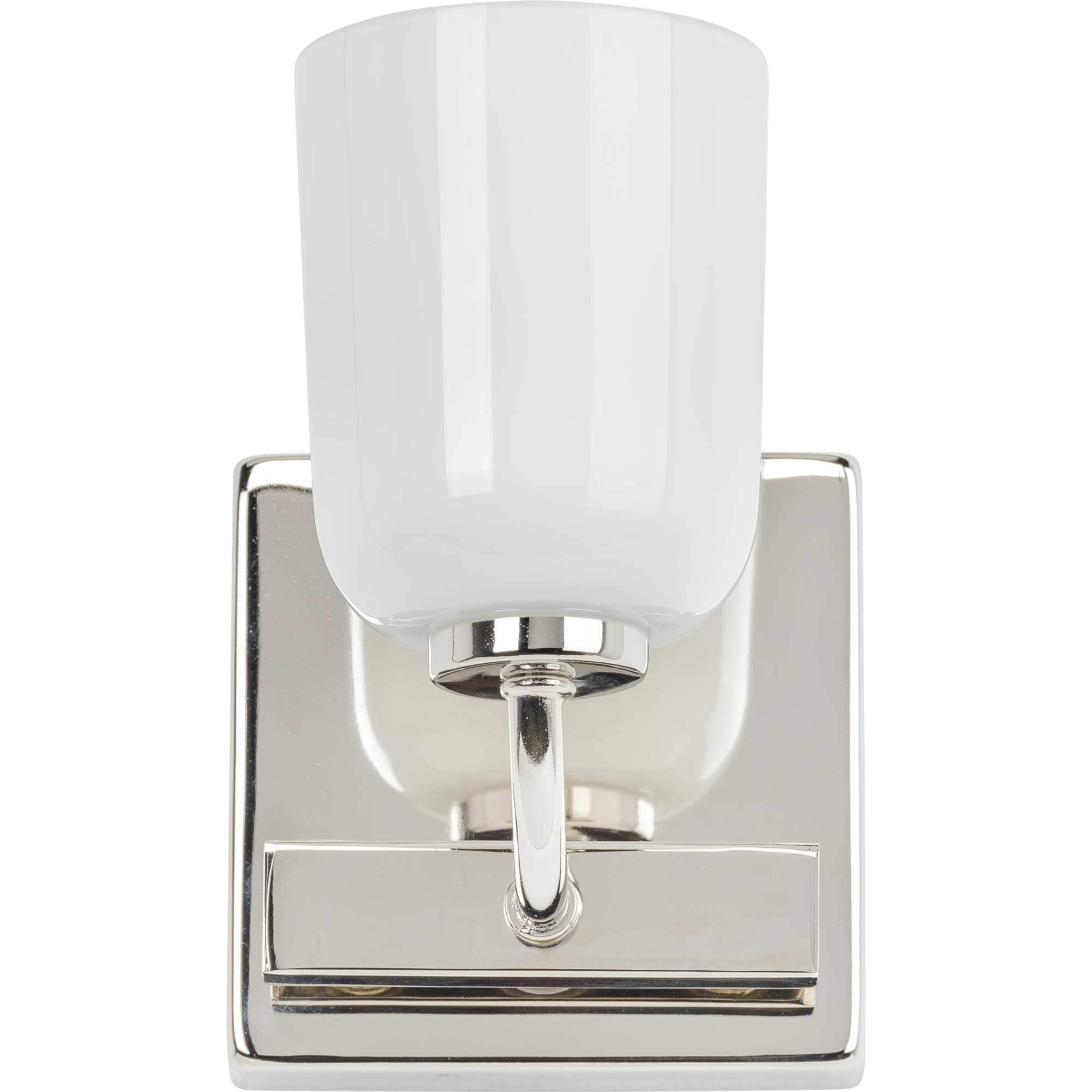 Classic Polished Nickel Bath Light with White Opal Glass Shade