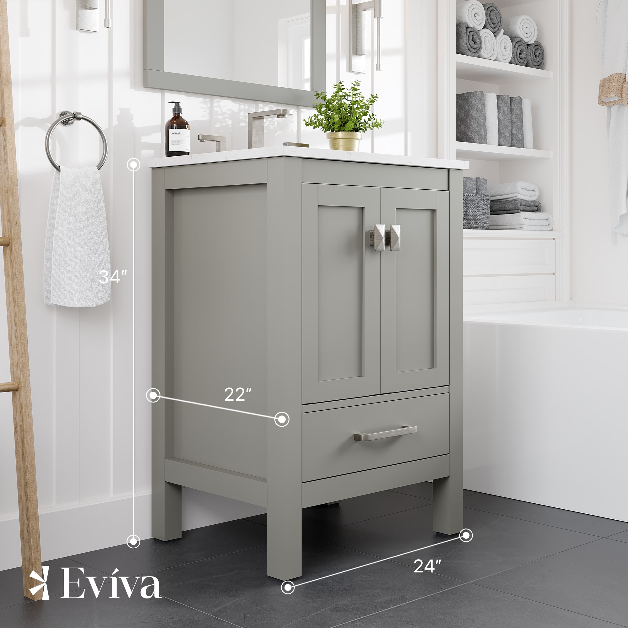Eviva EVVN412-24GR-Q Bath-Vanity-Combo - View #2