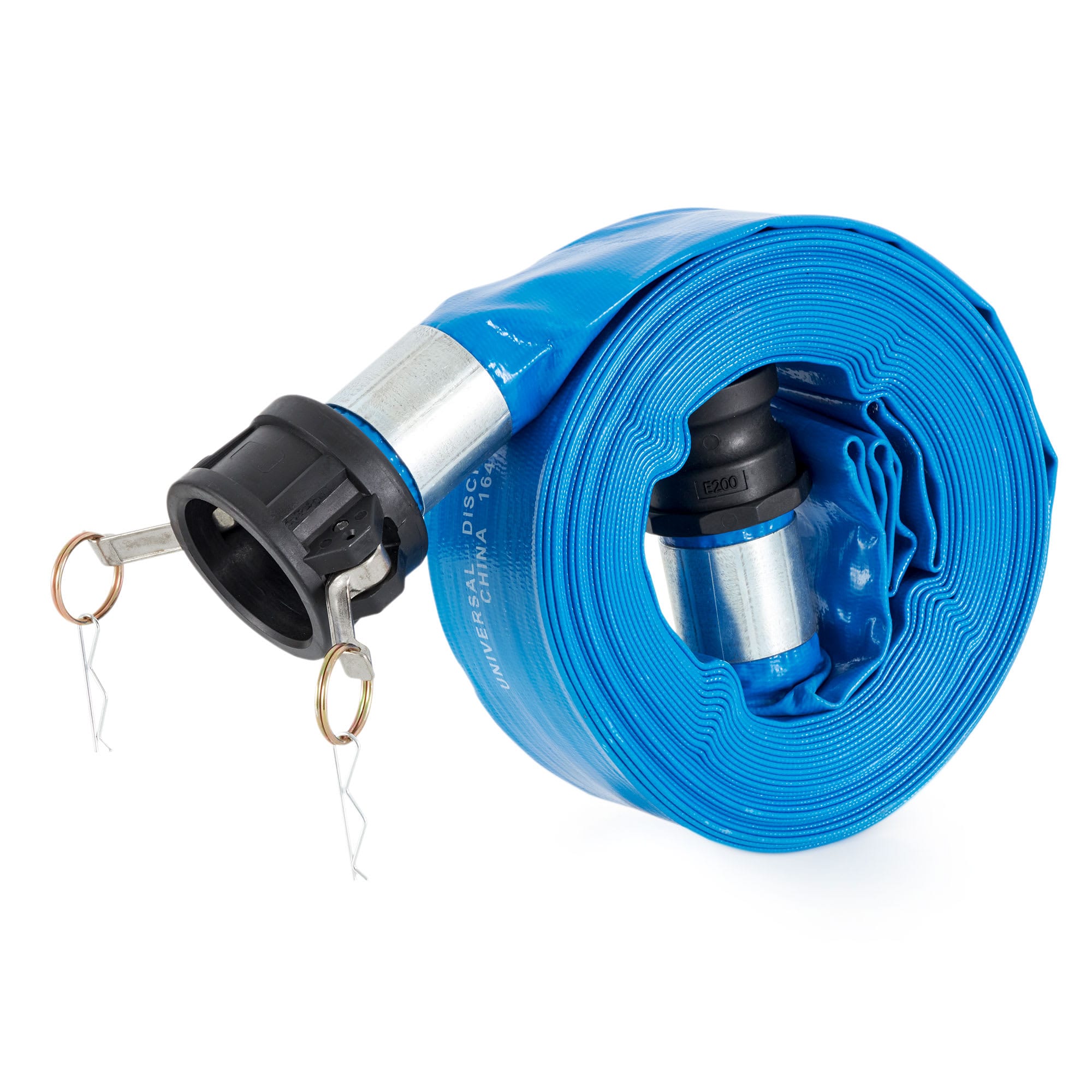 Apache 98138049 2 Inch Diameter 50 Foot Length 70 psi Polyester-Reinforced PVC Lay Flat Hose with Polypropylene Cam and Groove Connections Blue #188193