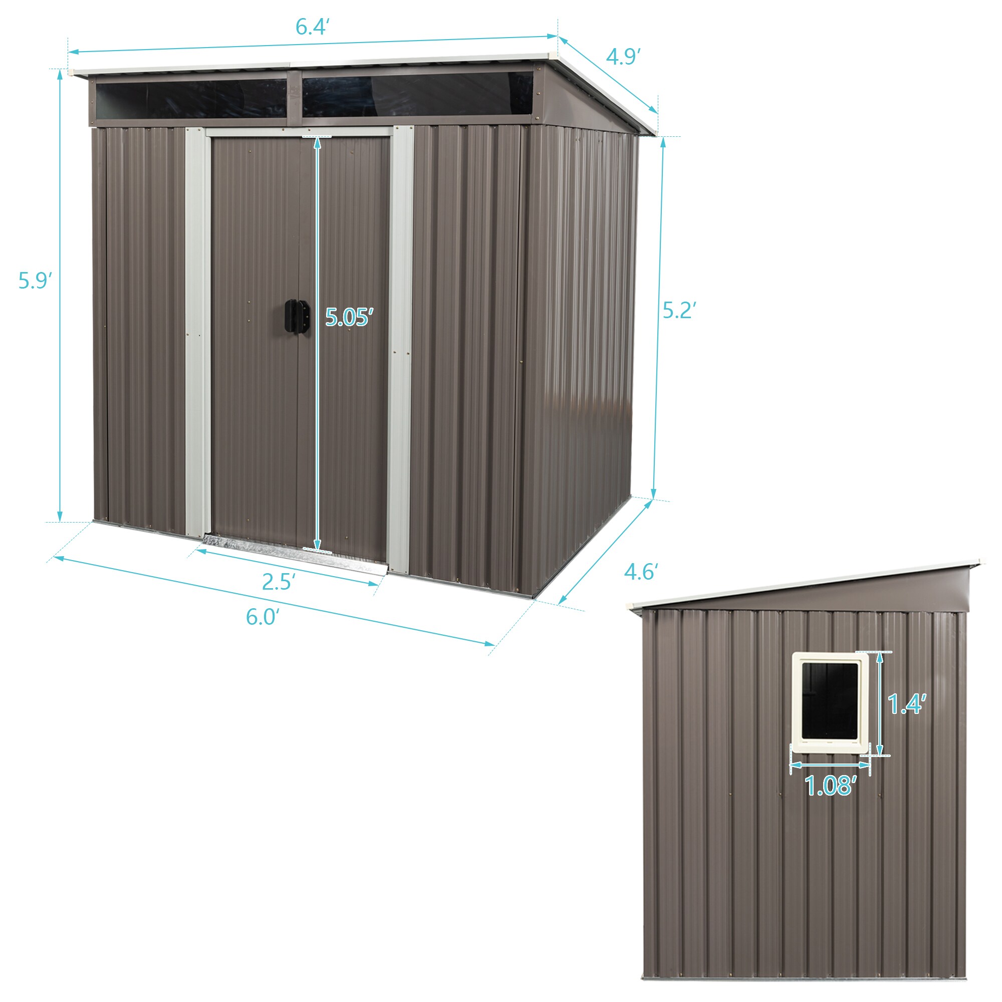 WELLFOR GGJS00565WGY Metal-Storage-Buildings-Sheds - View #5