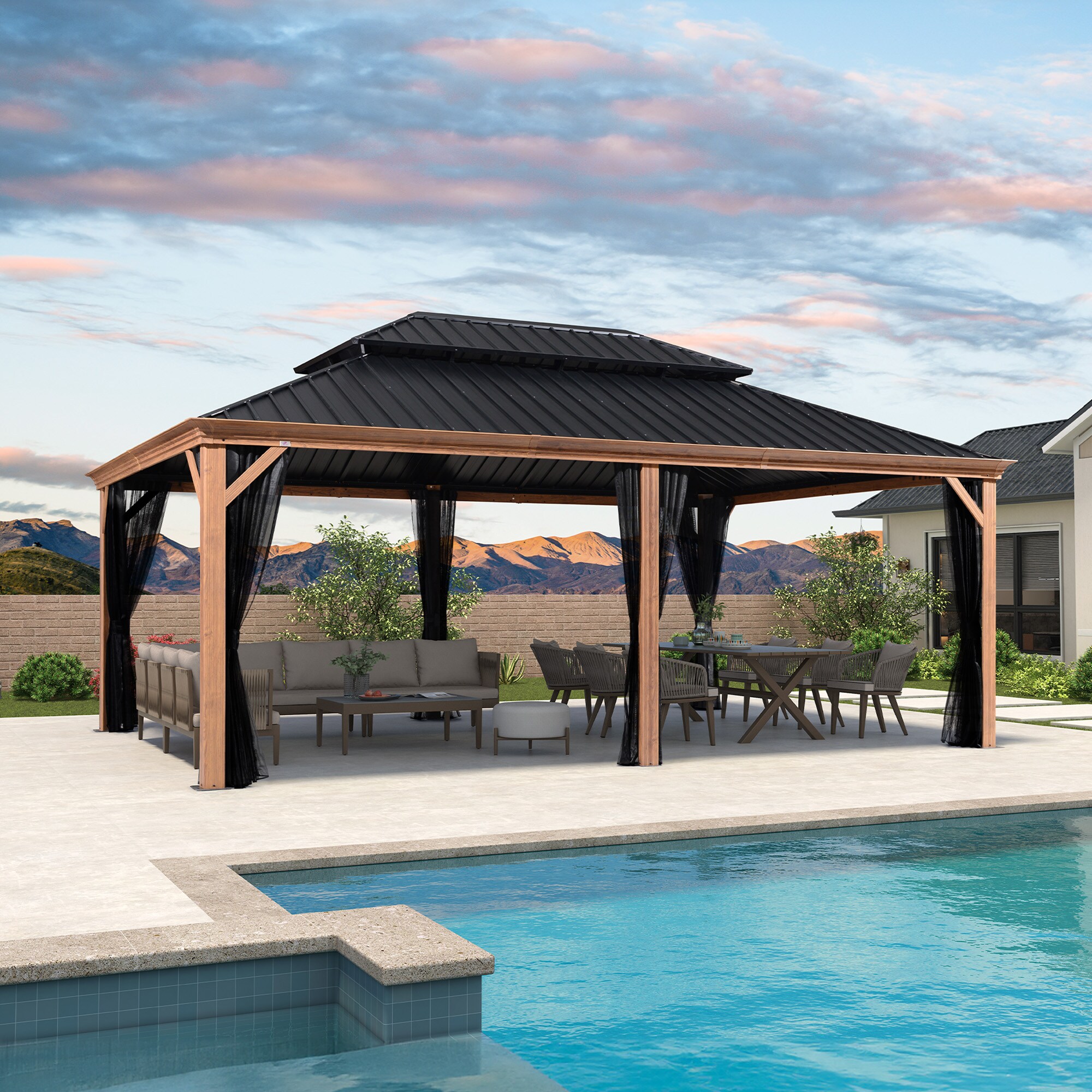 PURPLE LEAF LS06WHTG1420-H Wood-Resin-Gazebos - View #2