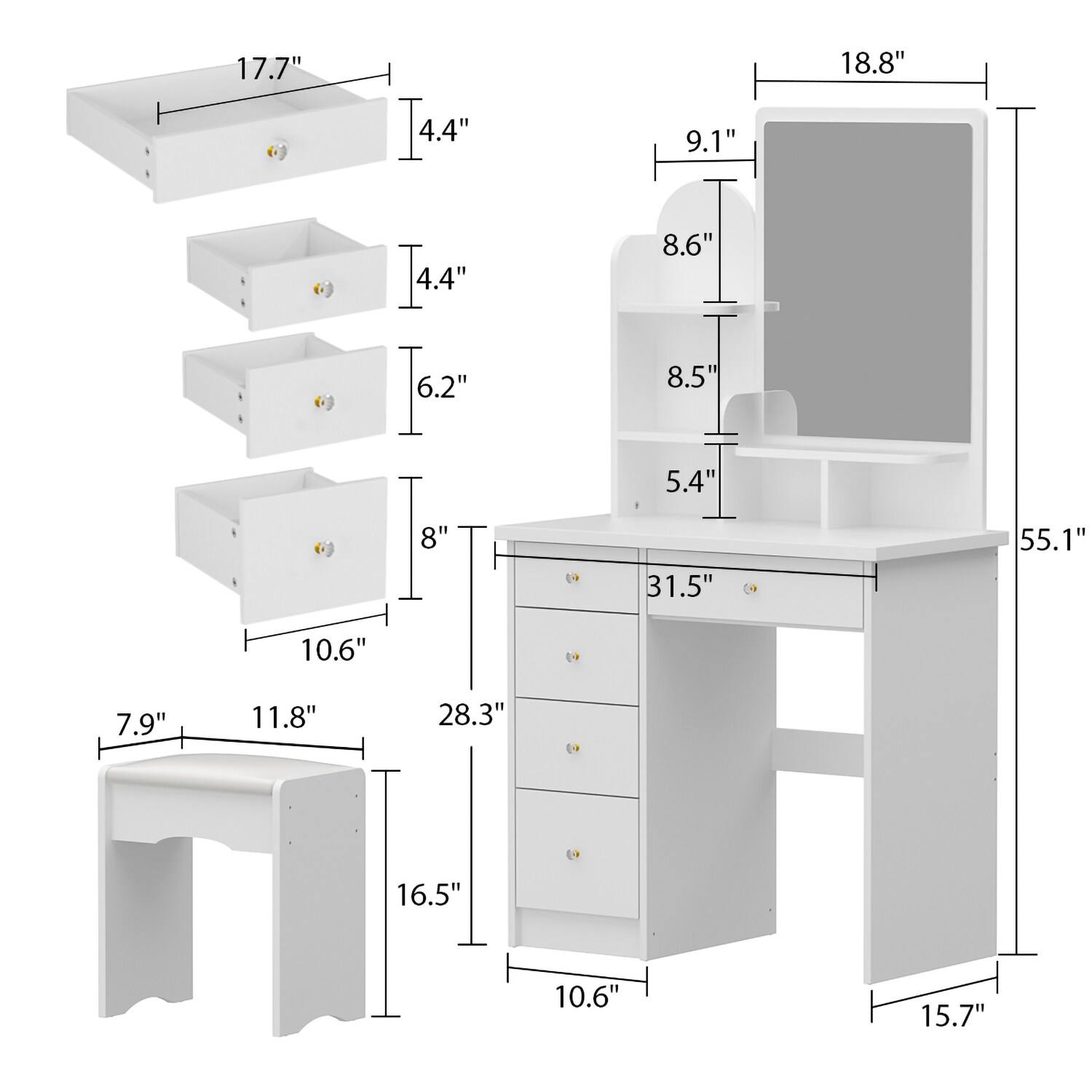 FUFU&GAGA JX0106-01 Bedroom-Vanities - View #12