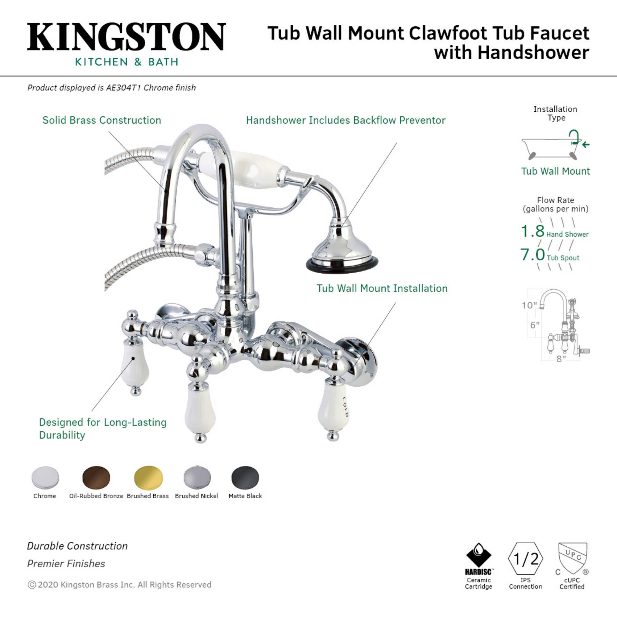 Kingston Brass WLAE303T0 Roman-Tub-Faucets - View #3