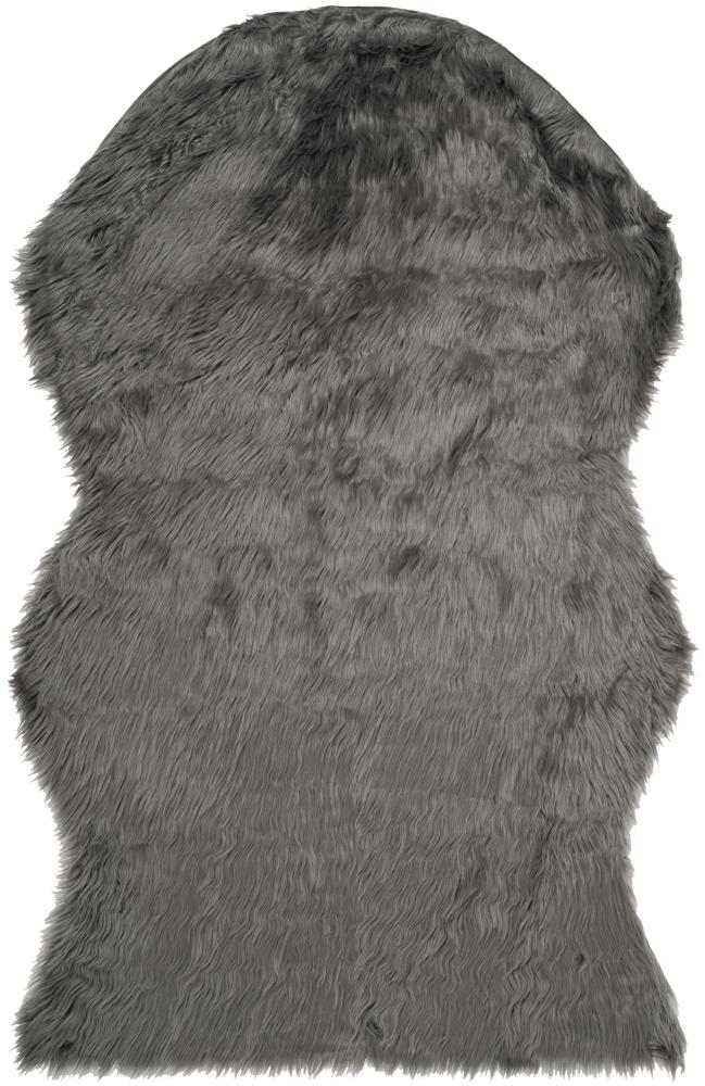 Luxurious Gray Faux Sheepskin 4' x 6' Tufted Area Rug