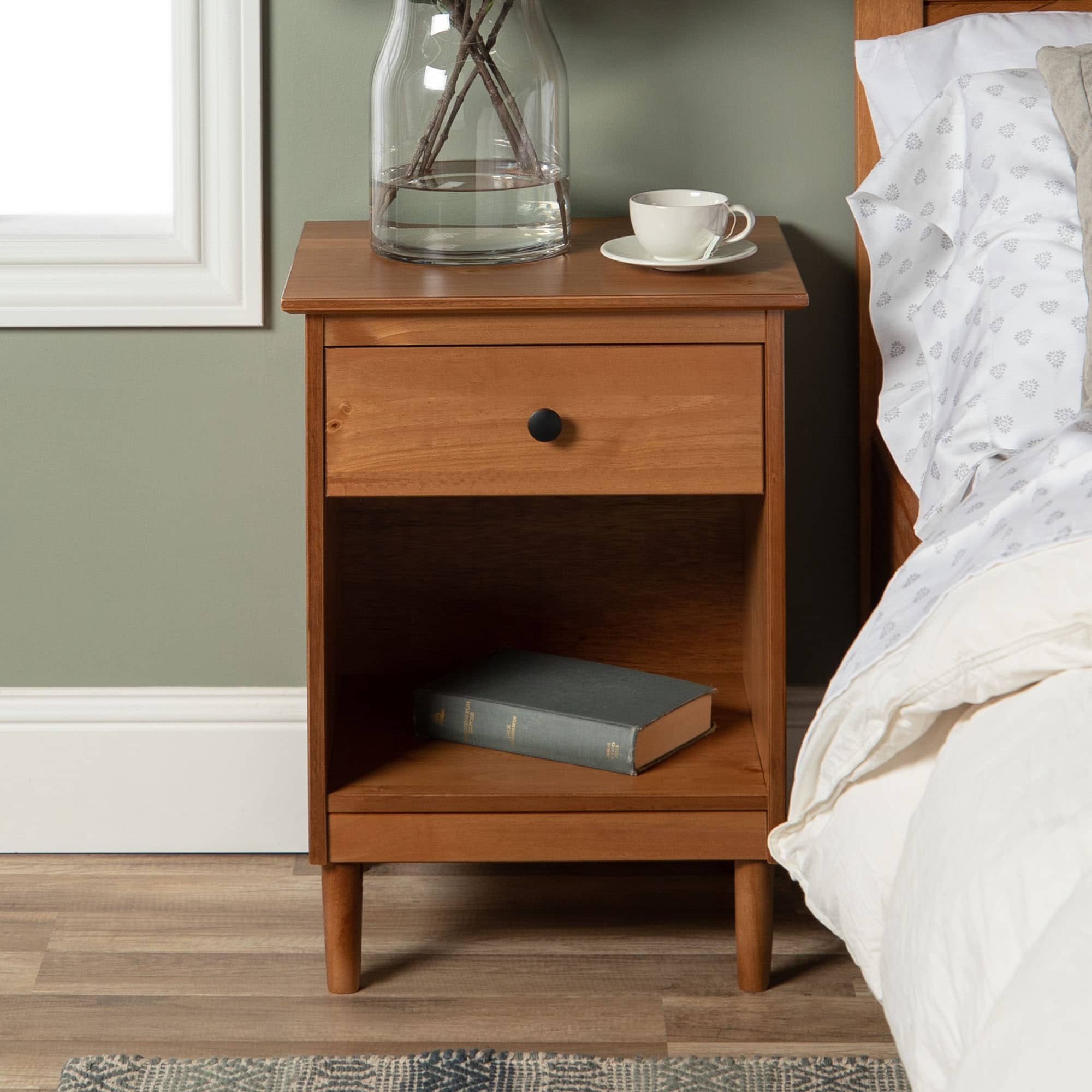 Prepac Transitional Espresso Nightstand with 2 Drawers - Sturdy  Construction, Antique Bronze Knobs, Dark Brown Finish