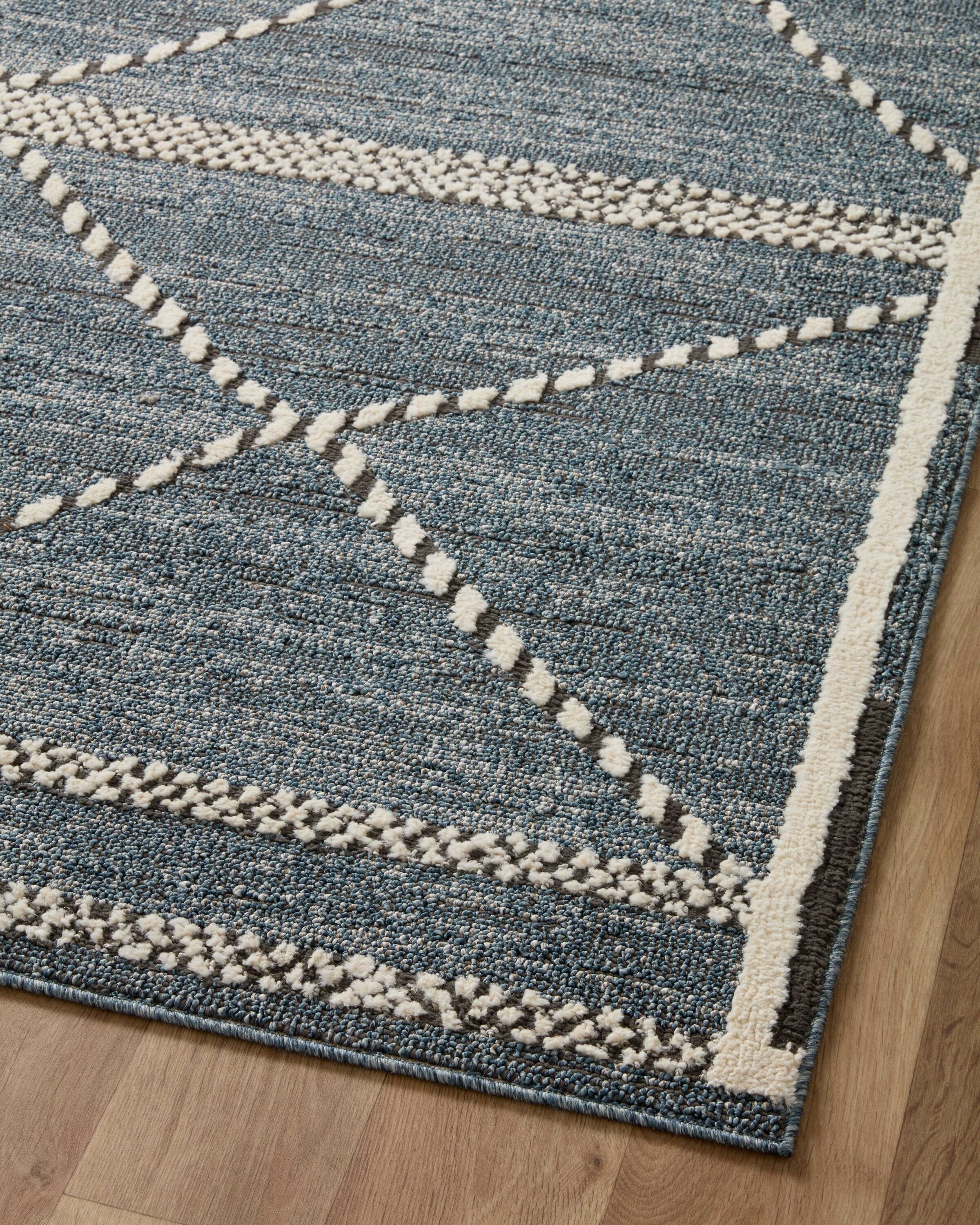 Fabian Denim and Charcoal Diamond Wool Area Rug 2'-7" x 12'-0"