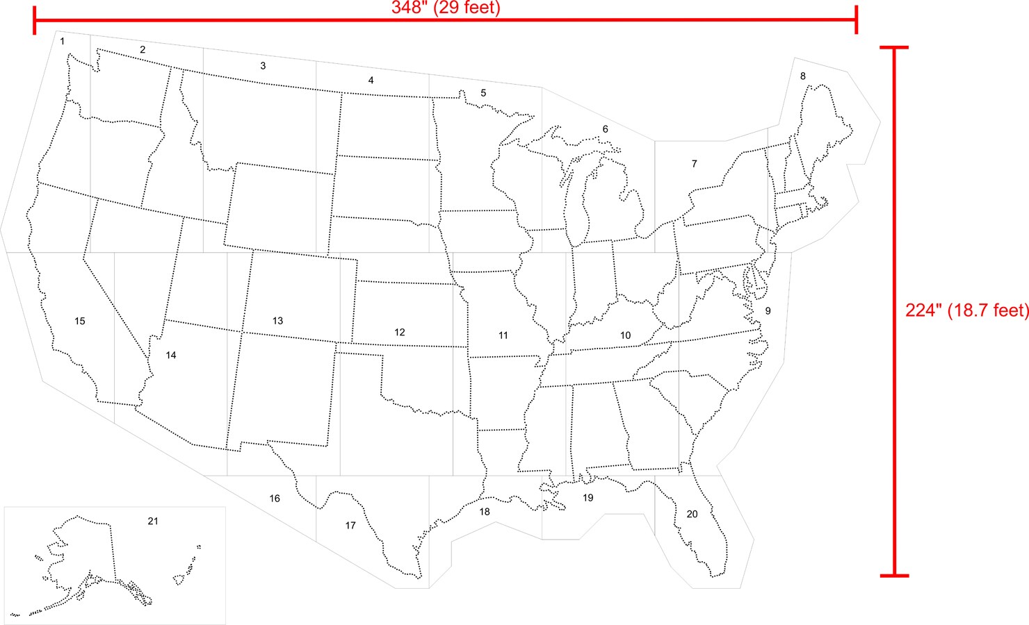 Stencil Ease SUS224348 29' x 19' United States Map Stencil