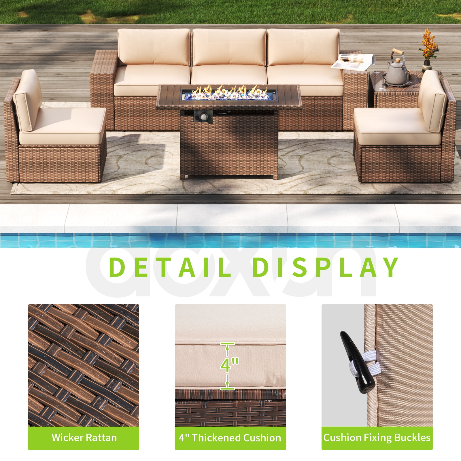 AOXUN G12039BUAB+026BR-7 Patio-Conversation-Sets - View #2