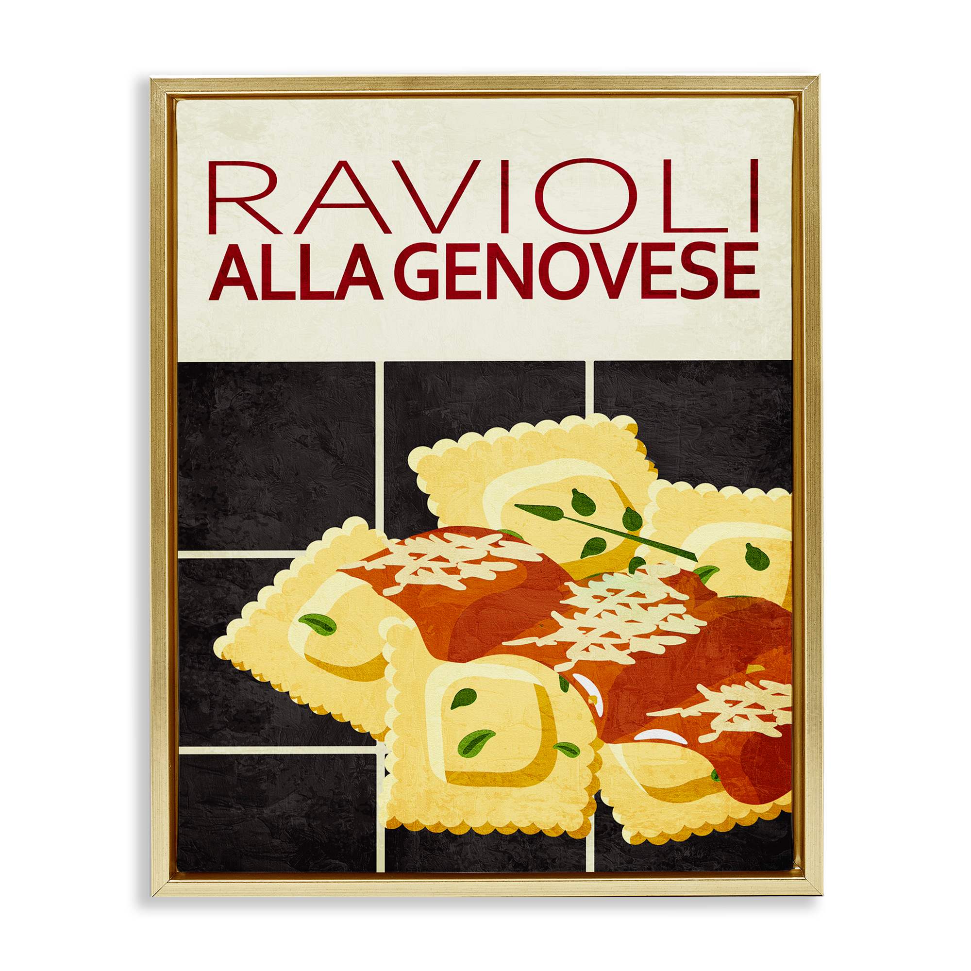 Stupell Industries BS-470-FFG-24X30 Ravioli Classic Kitchen Gold Framed Floater Canvas Wall Art By Kim Allen 25 x 31