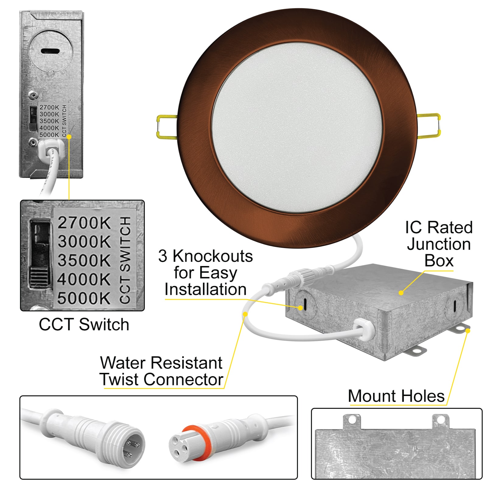 NUWATT Brushed Nickel 6-in 1050-Lumen Switchable Round Dimmable LED ...