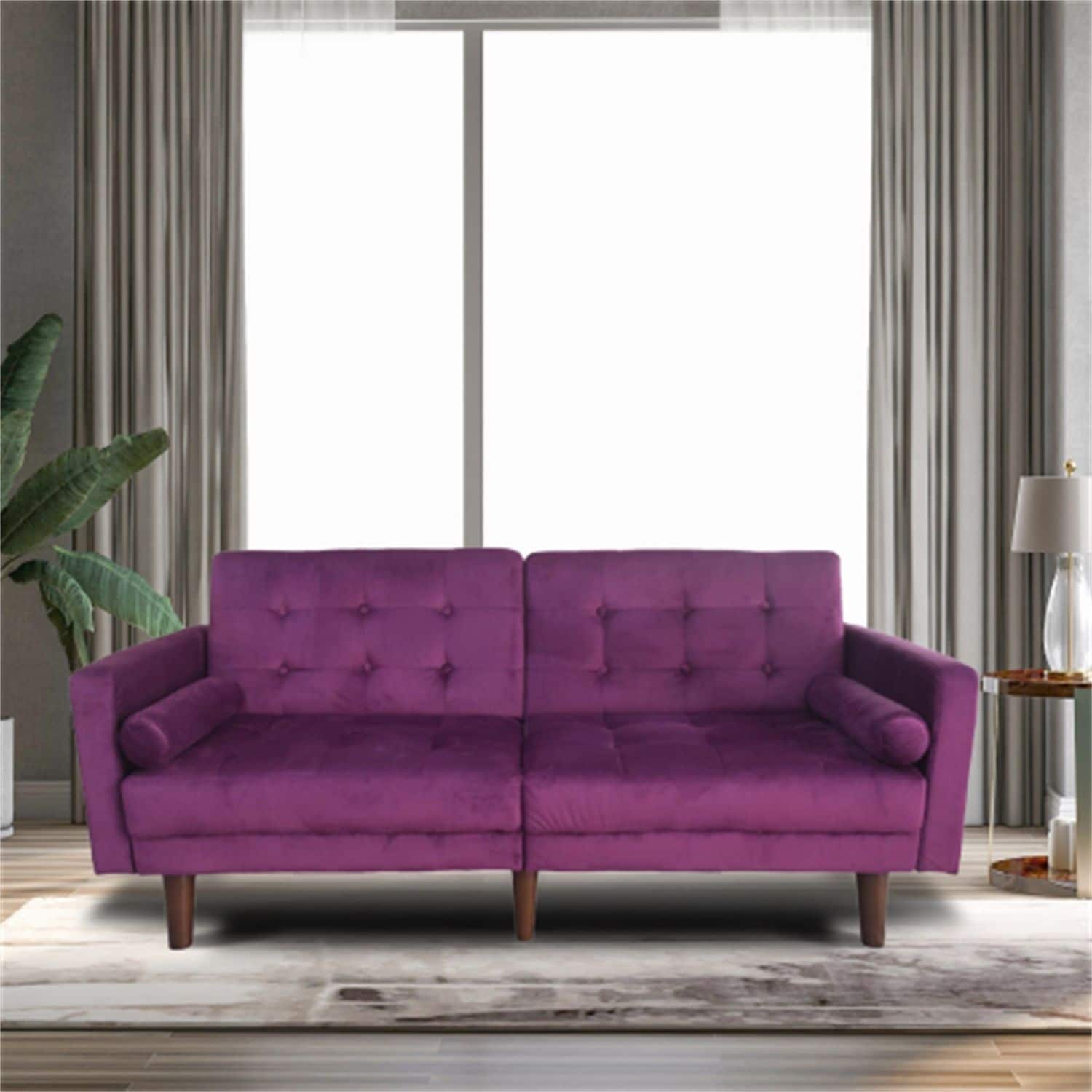 JASMODER W288S00008 29.5-in Modern Purple Polyester/Blend Sofa