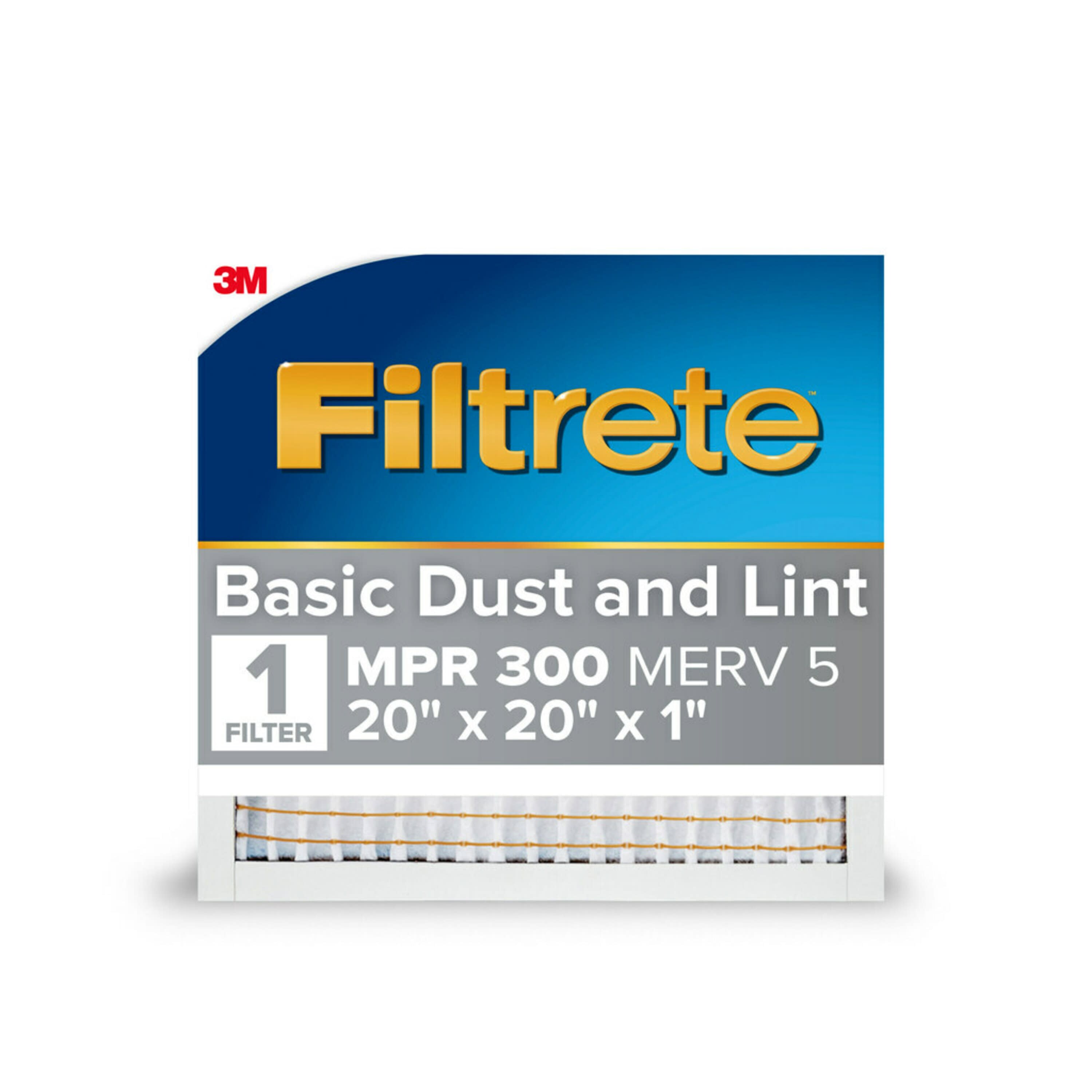 Filtrete 302DC-12 20-in W x 20-in L x 1-in MERV 5 300 MPR Basic Dust and Lint Electrostatic Air Filter