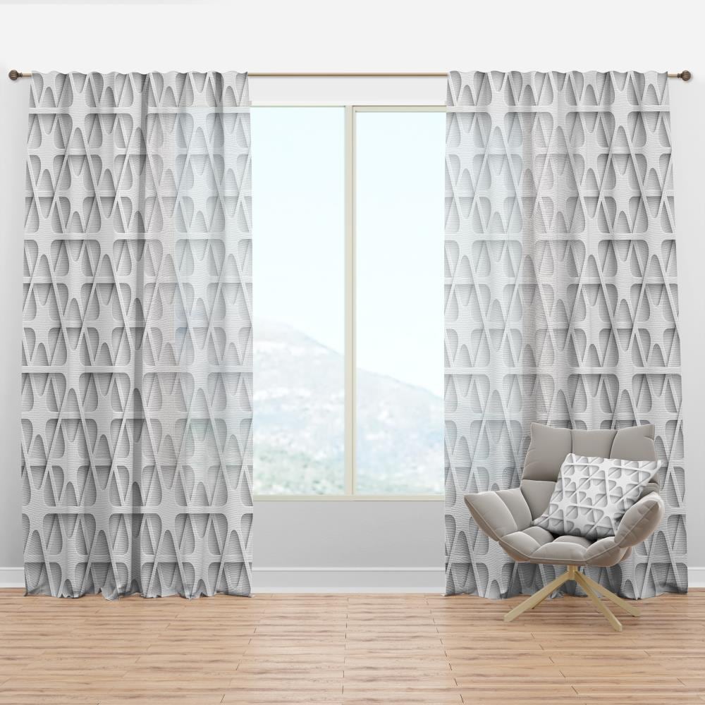 Designart CTN18848-52-120 120-in White Geometric Room darkening Thermal lined Rod pocket Single curtain panel