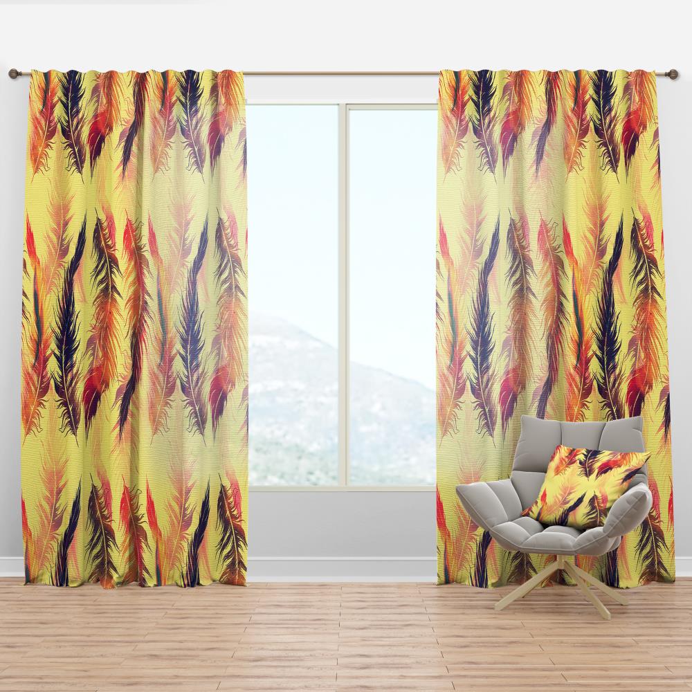 Designart CTN18709-52-120 120-in Yellow Abstract Room Darkening Thermal Lined Rod Pocket Single Curtain Panel