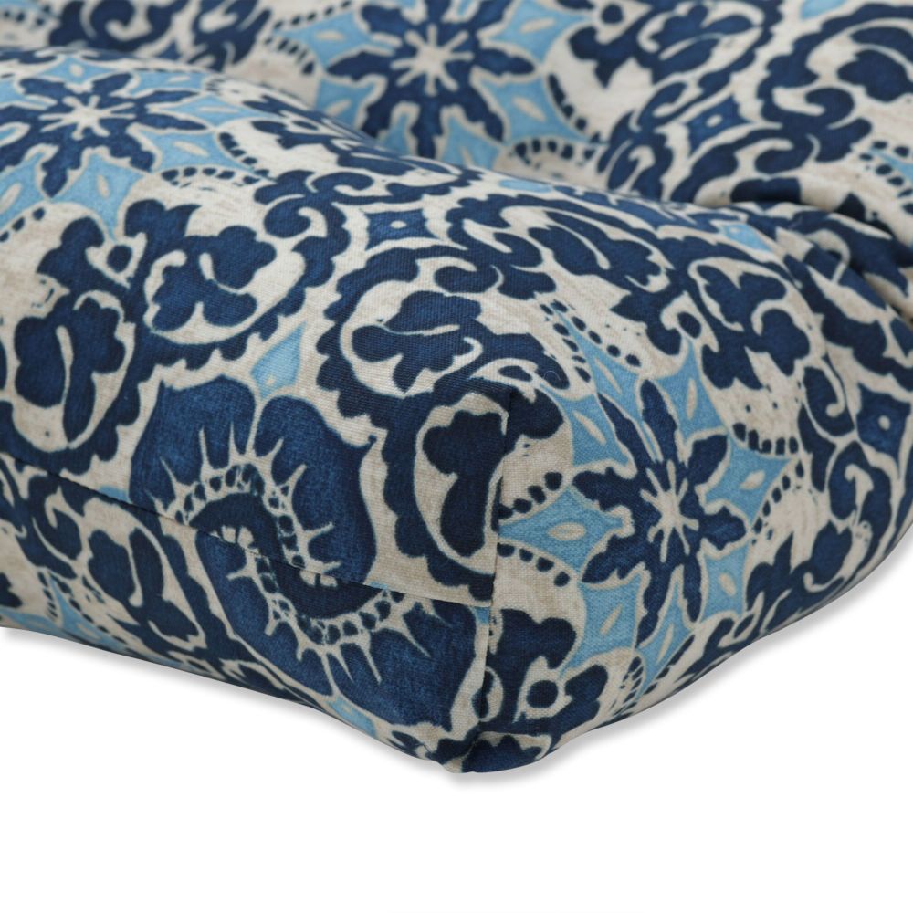 Pillow Perfect Woodblock Prism Blue 60 In X 18 In Blue Patio Bench Cushion In The Patio 1186