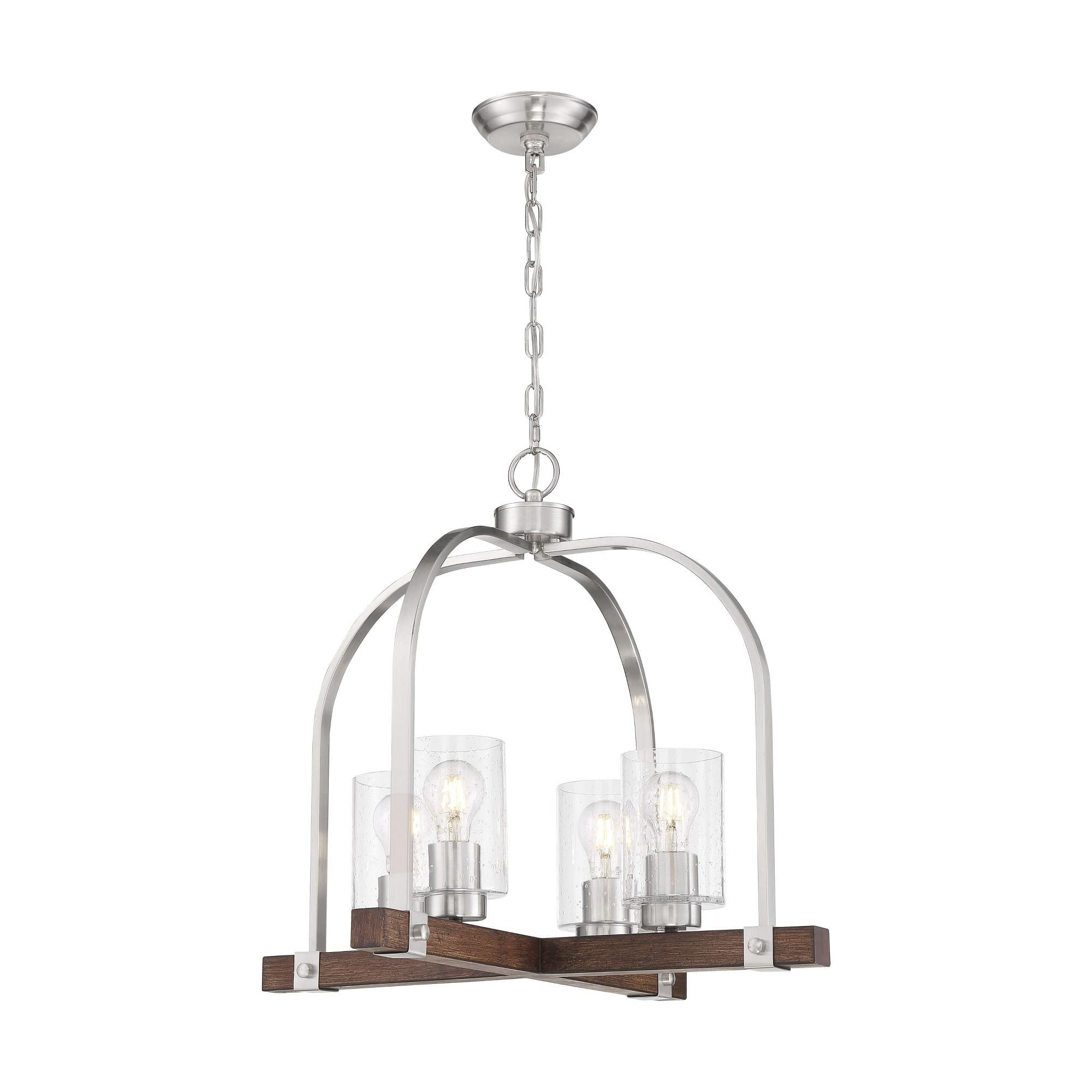Nuvo Lighting Arabel 4 - Light - Brushed Nickel/Nutmeg Wood / wood Chandelier #60/6966