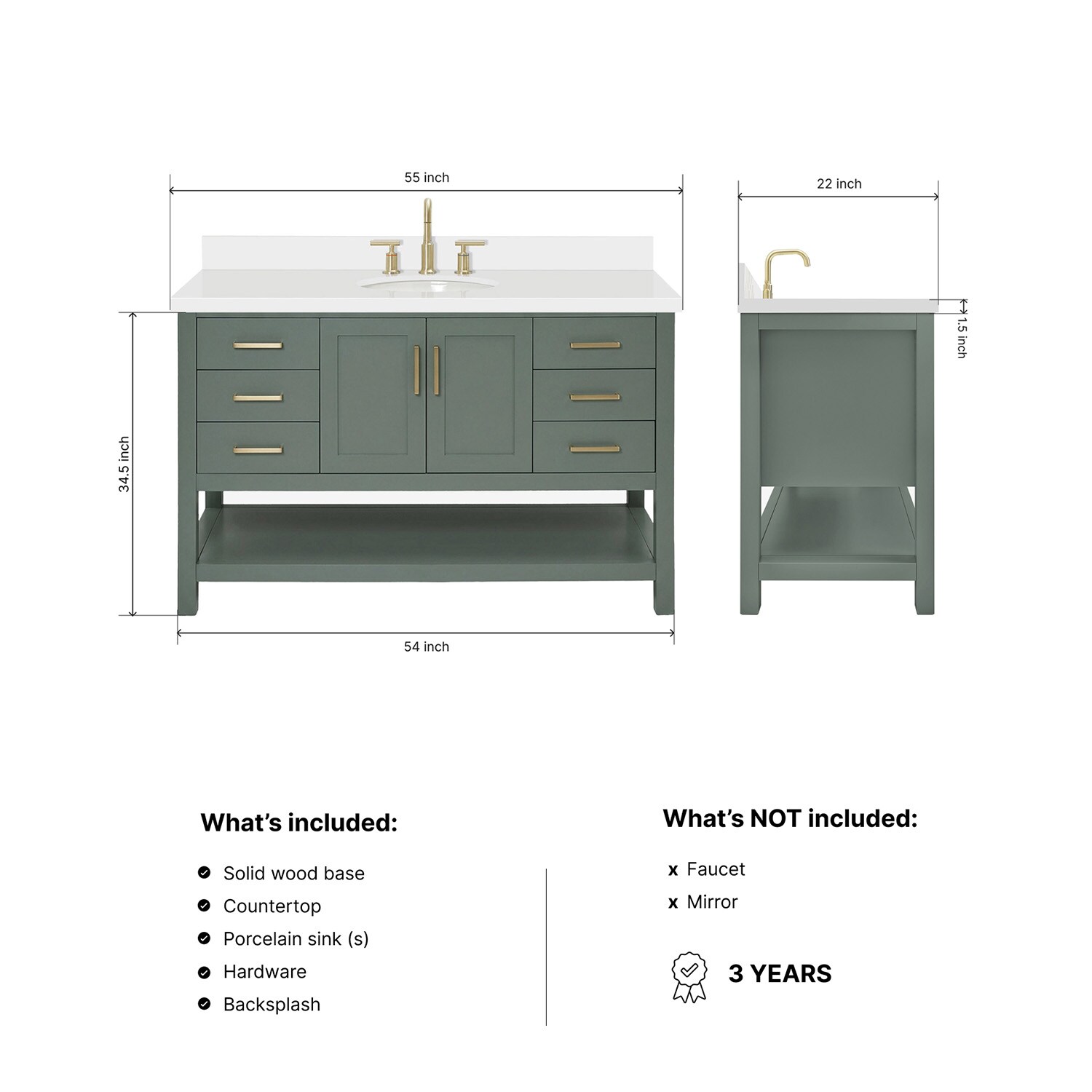 ARIEL S055SWQOVOVGN Bath-Vanity-Combo - View #4