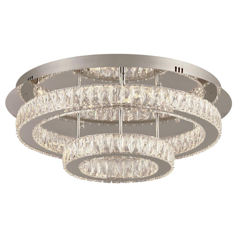 PLC Lighting 90076PC 1-Light 22-in Polished Chrome LED Flush Mount Light