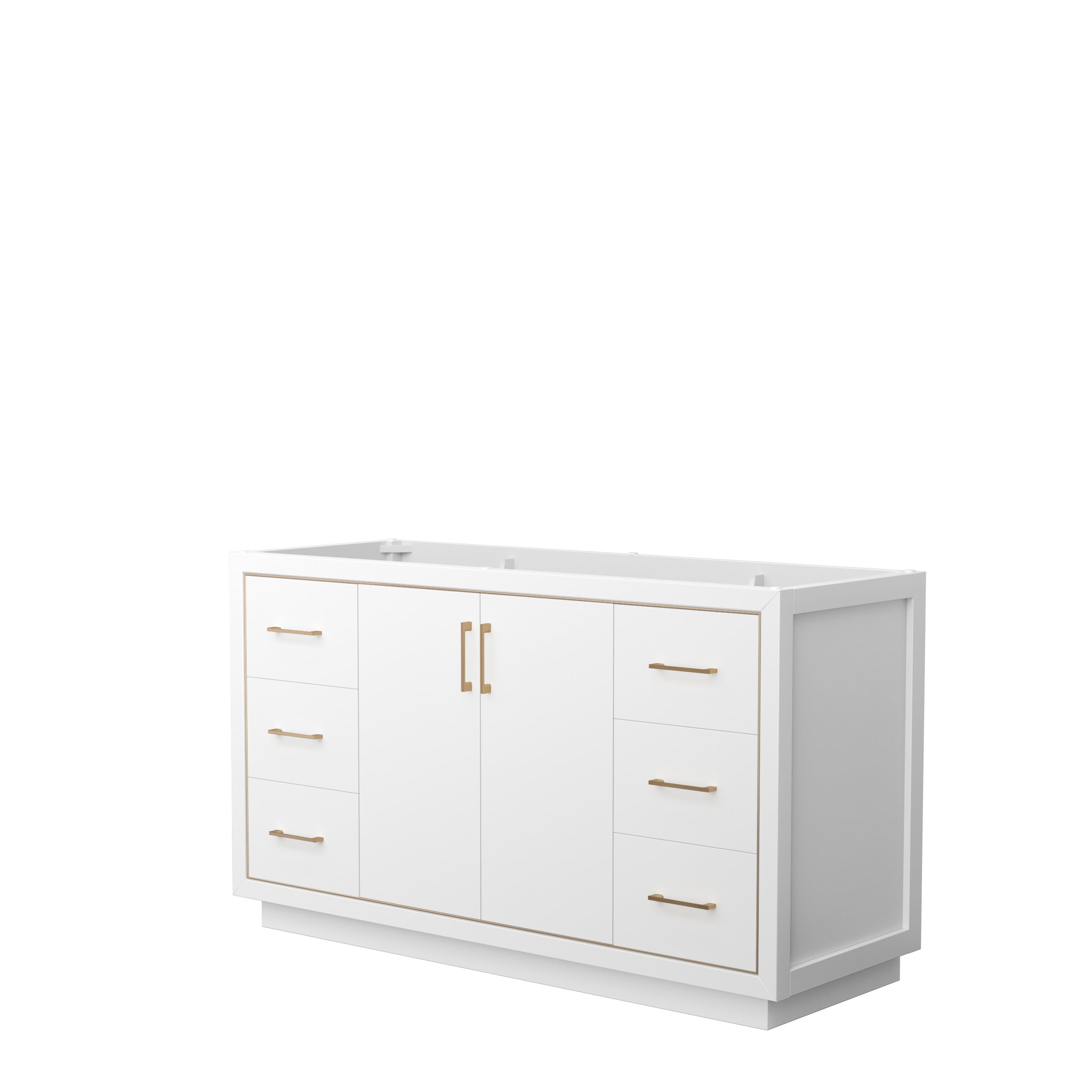Wyndham Collection WCF111160SWZCXSXXMXX Icon 60-in White with Satin Bronze Trim Bathroom Vanity Base Cabinet without Top