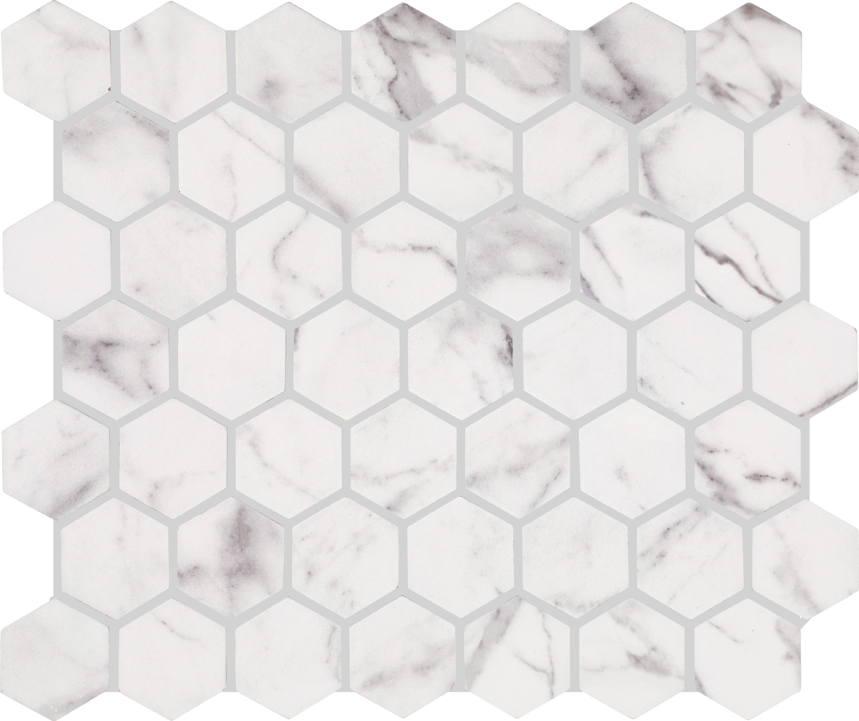 Calacatta Silver 10-in x 12-in Matte Ceramic Hexagon Marble Look Floor and Wall Tile (1-sq. ft/ Piece) | - STAINMASTER SM4115HEXXTMTLW