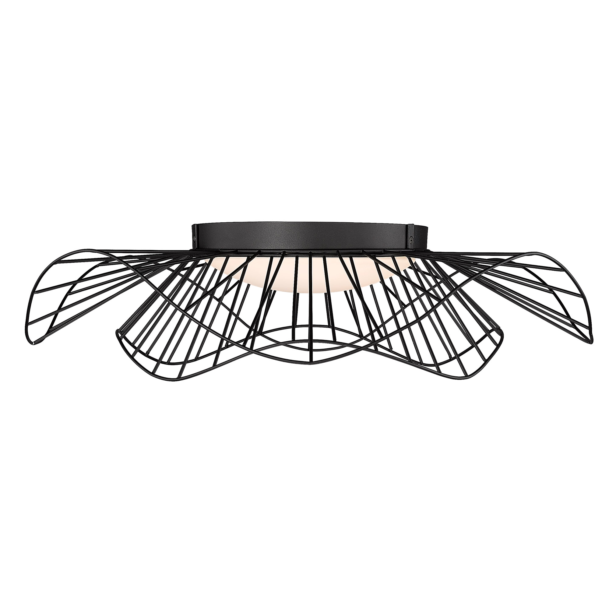 Matte Black Glass Drum LED Indoor/Outdoor Flush Mount