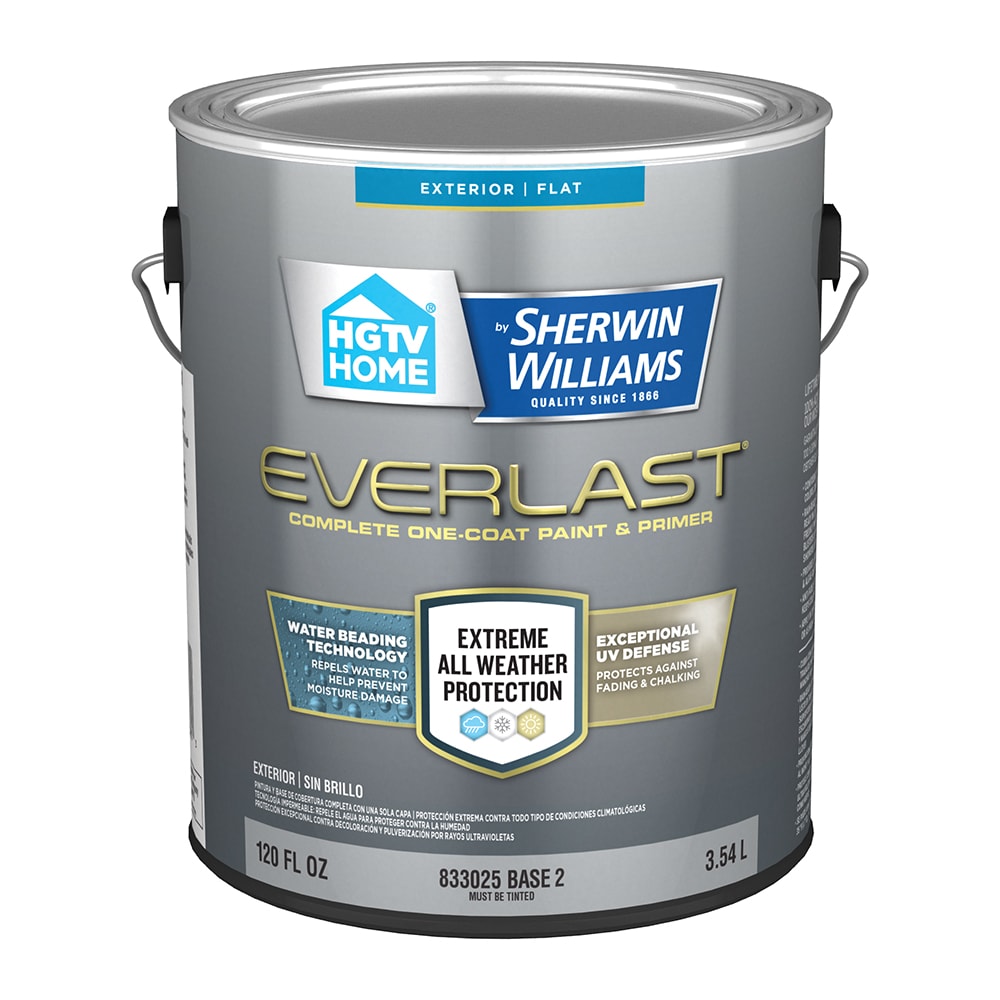 HGTV HOME by Sherwin-Williams EV0011002-16 Flat Base 2 Tintable Latex Exterior Paint + Primer ( 1-gallon )